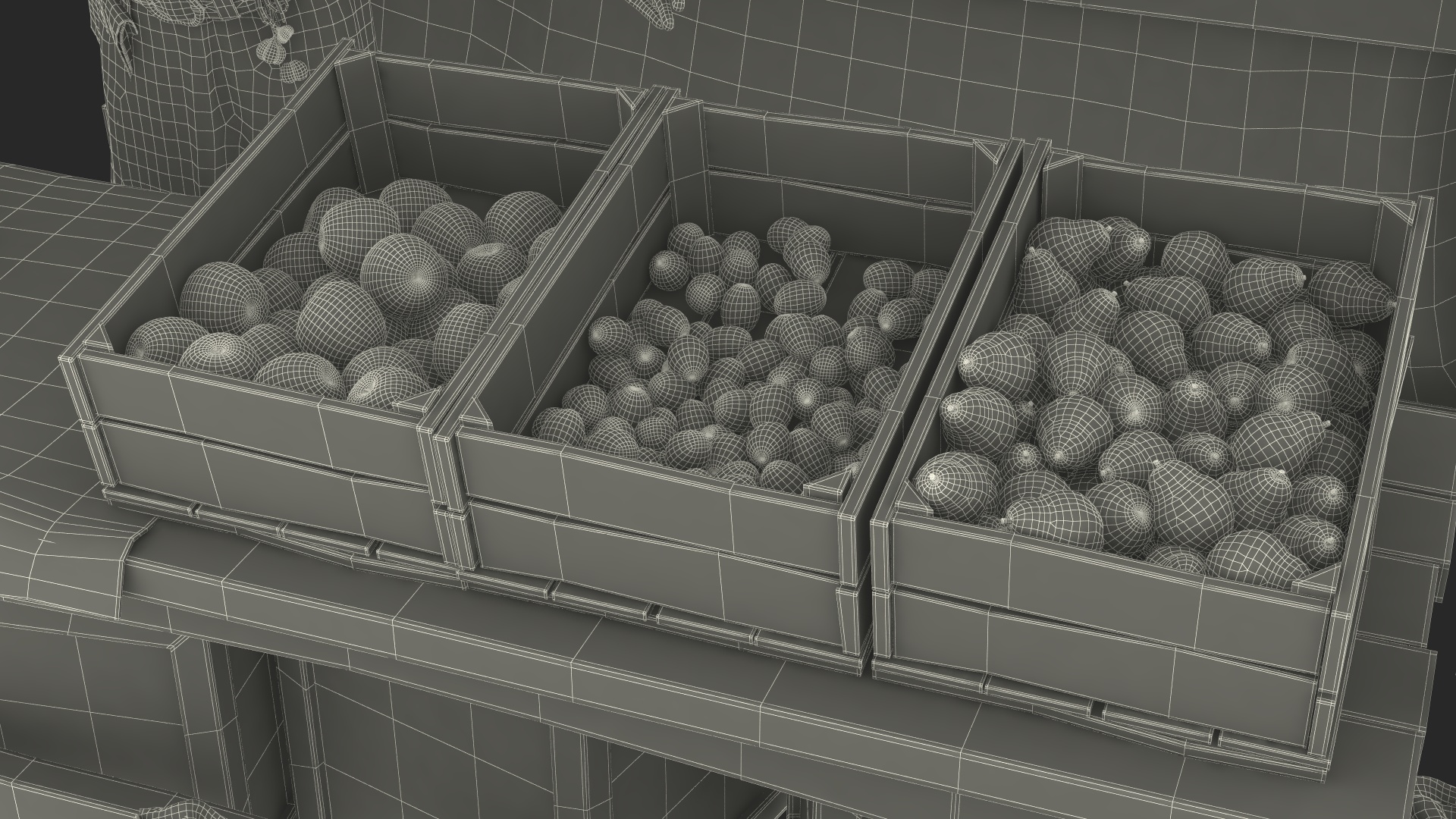 Medieval Merchant in Market Shop with Cart 3D