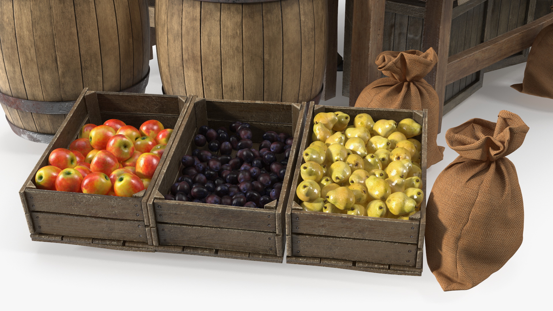 Medieval Merchant in Market Shop with Cart 3D