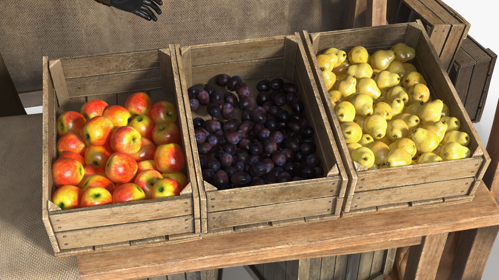 Medieval Merchant in Market Shop with Cart 3D