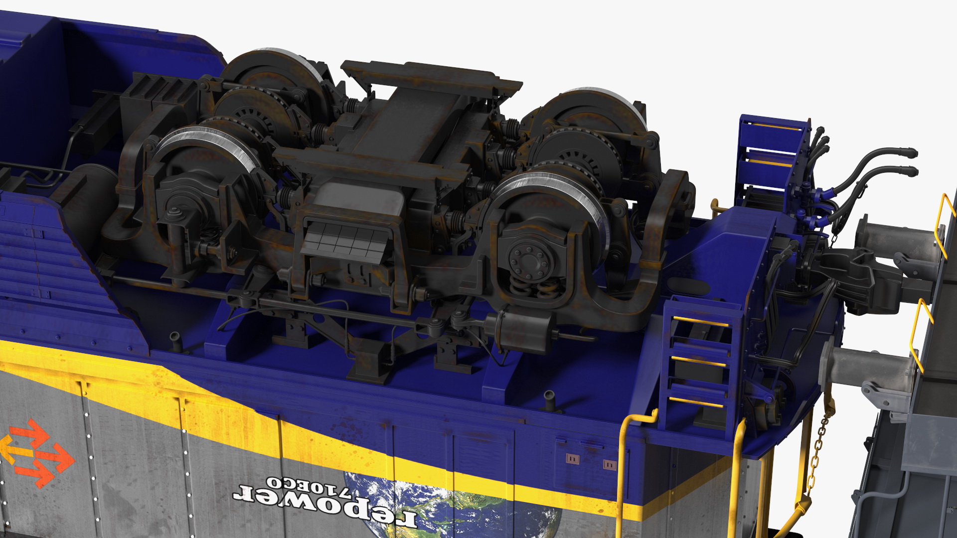 3D Diesel Electric Locomotive with Autorack Car Transporter