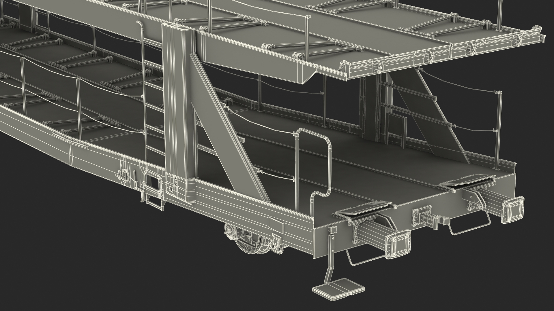 3D Diesel Electric Locomotive with Autorack Car Transporter