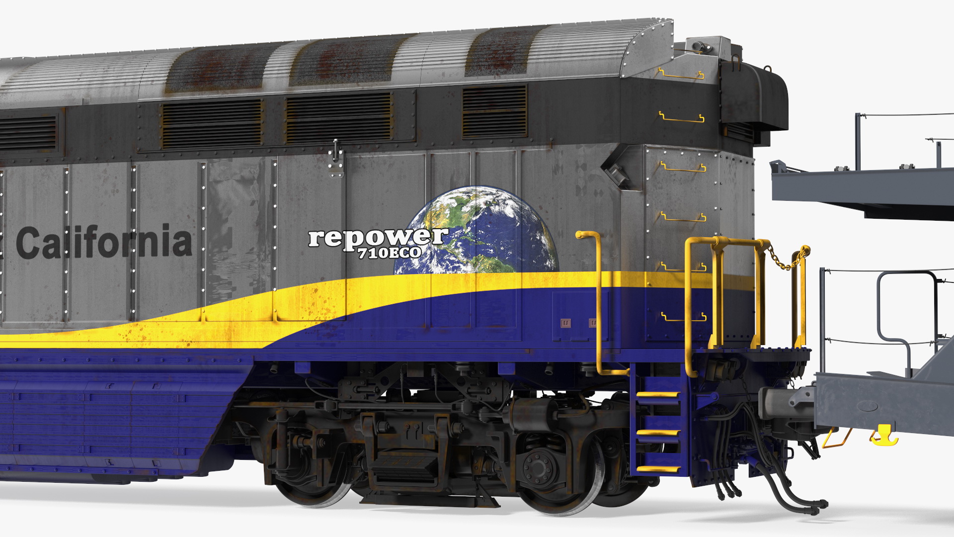 3D Diesel Electric Locomotive with Autorack Car Transporter