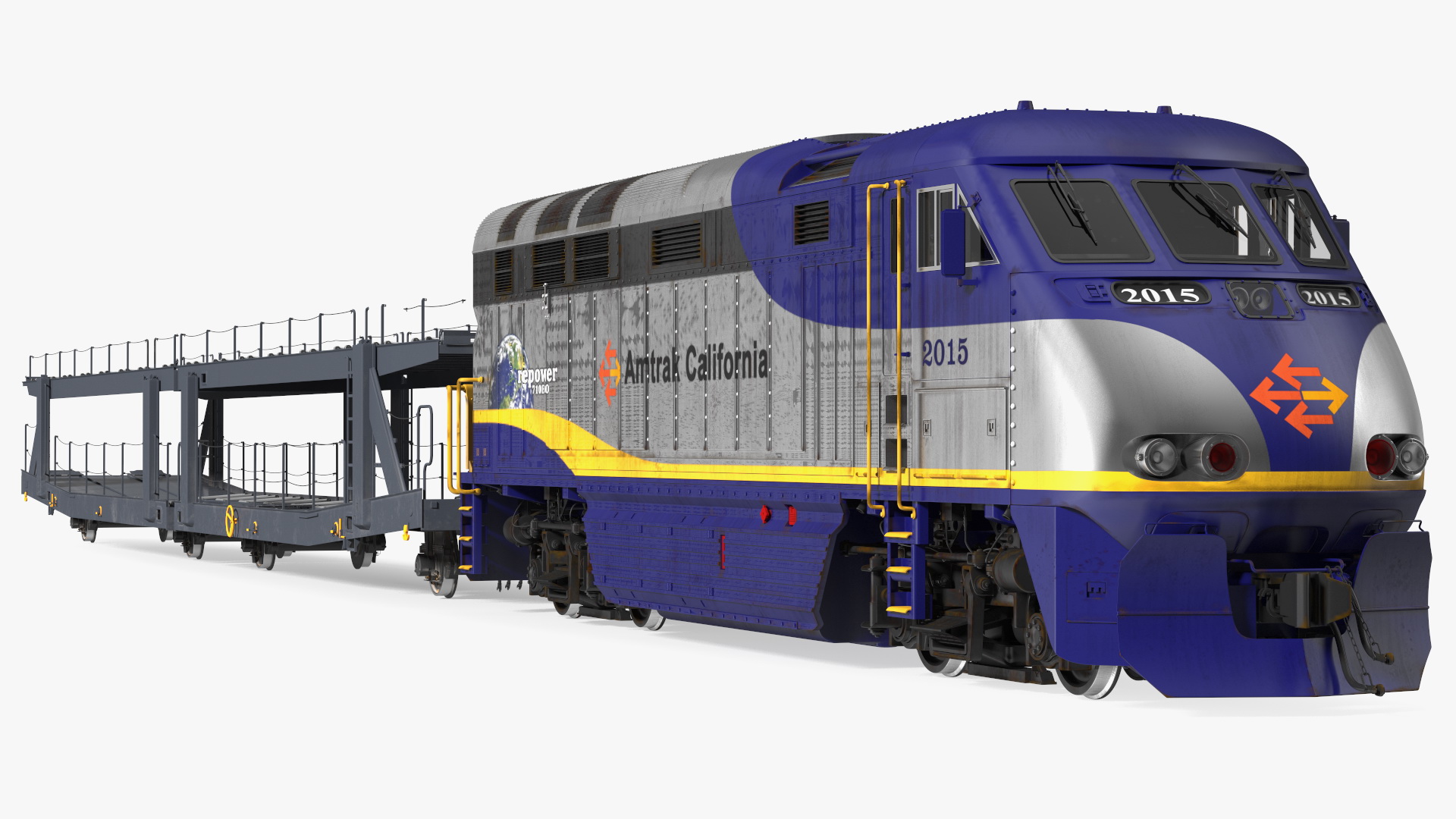 3D Diesel Electric Locomotive with Autorack Car Transporter