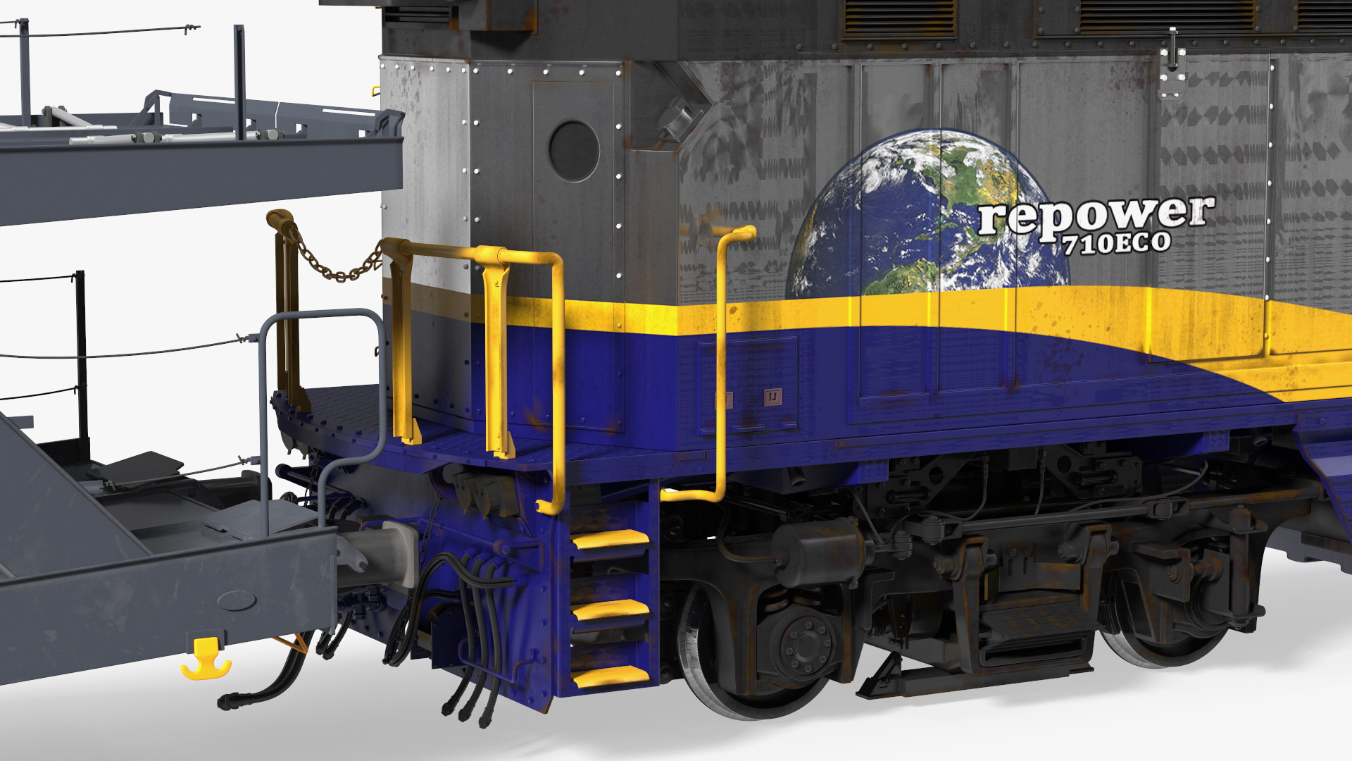 3D Diesel Electric Locomotive with Autorack Car Transporter