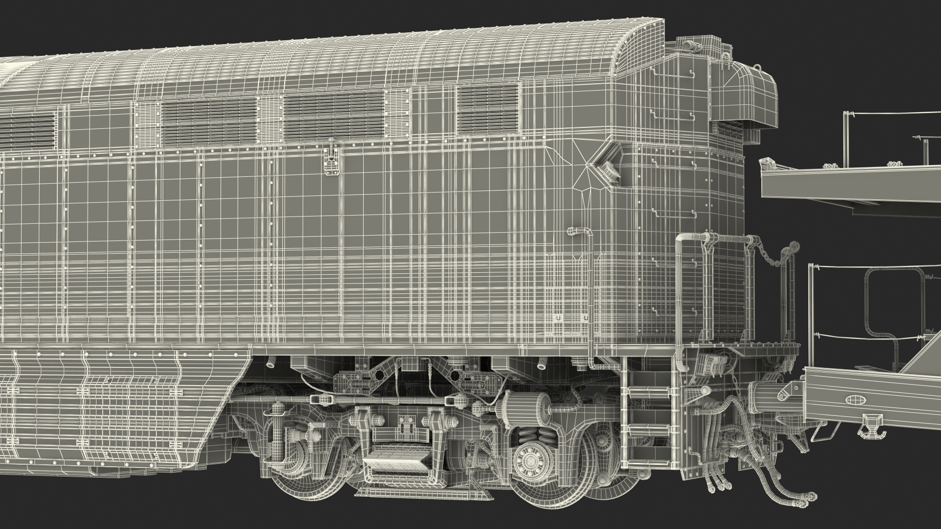 3D Diesel Electric Locomotive with Autorack Car Transporter