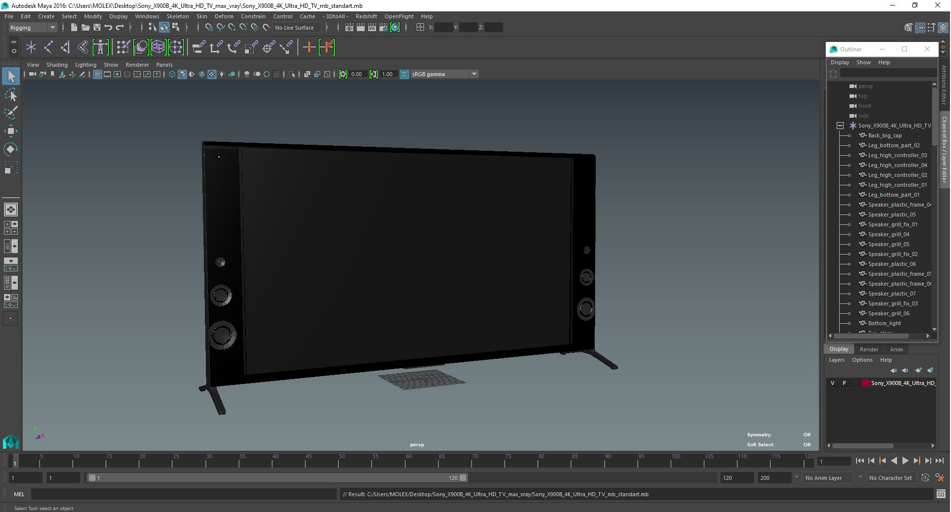 3D model Sony X900B 4K Ultra HD TV