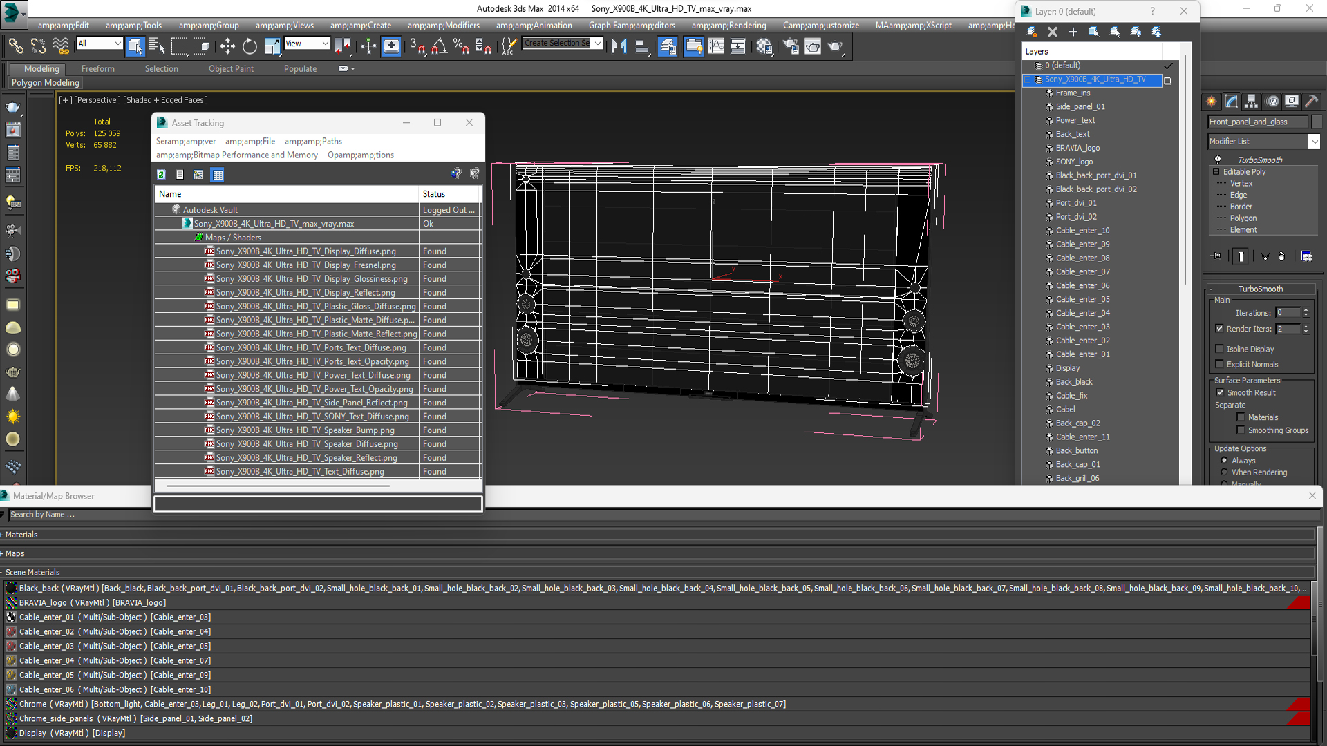 3D model Sony X900B 4K Ultra HD TV