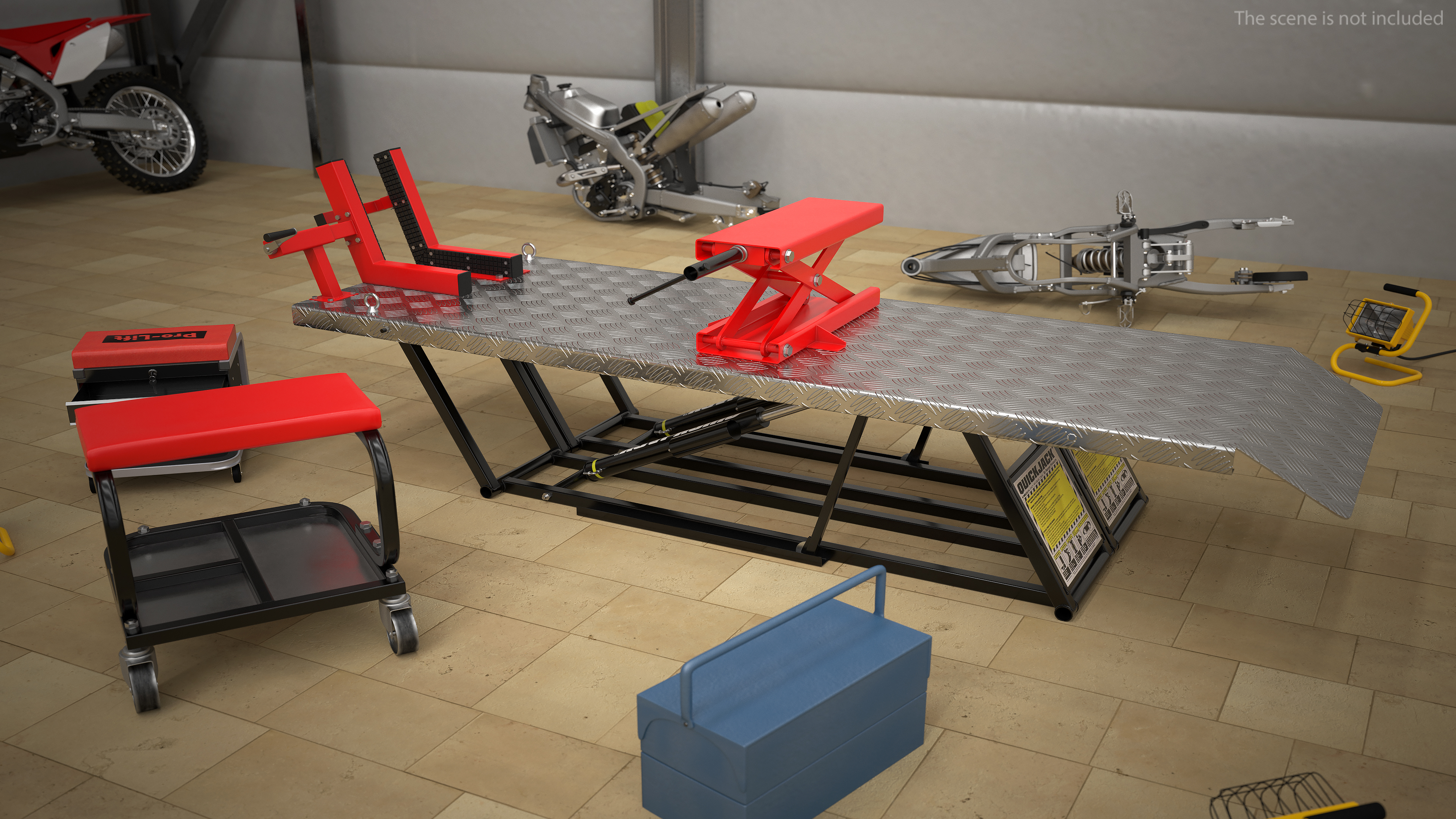 QuickJack Motorcycle Lift Adapter Kit Rigged 3D model