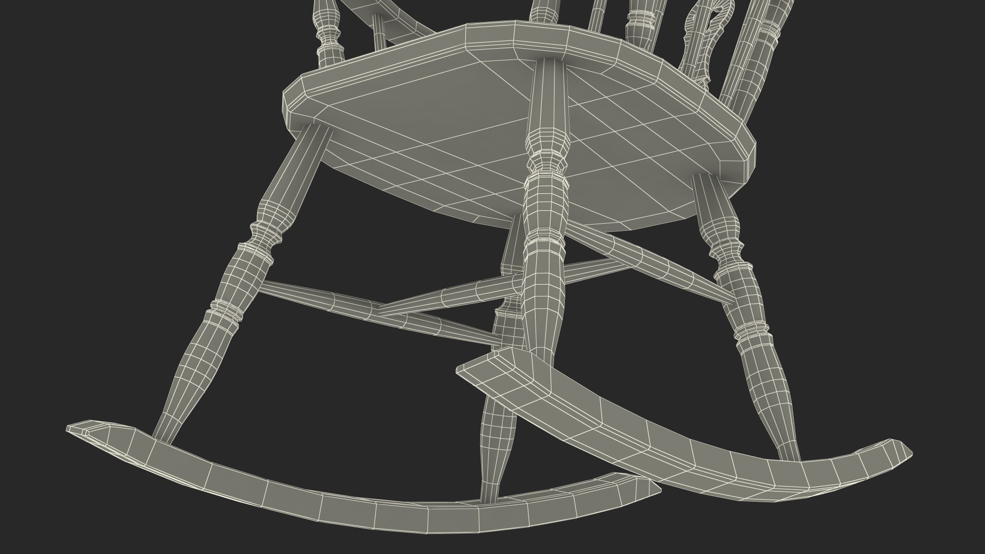 3D Vintage Wooden Rocking Chair model
