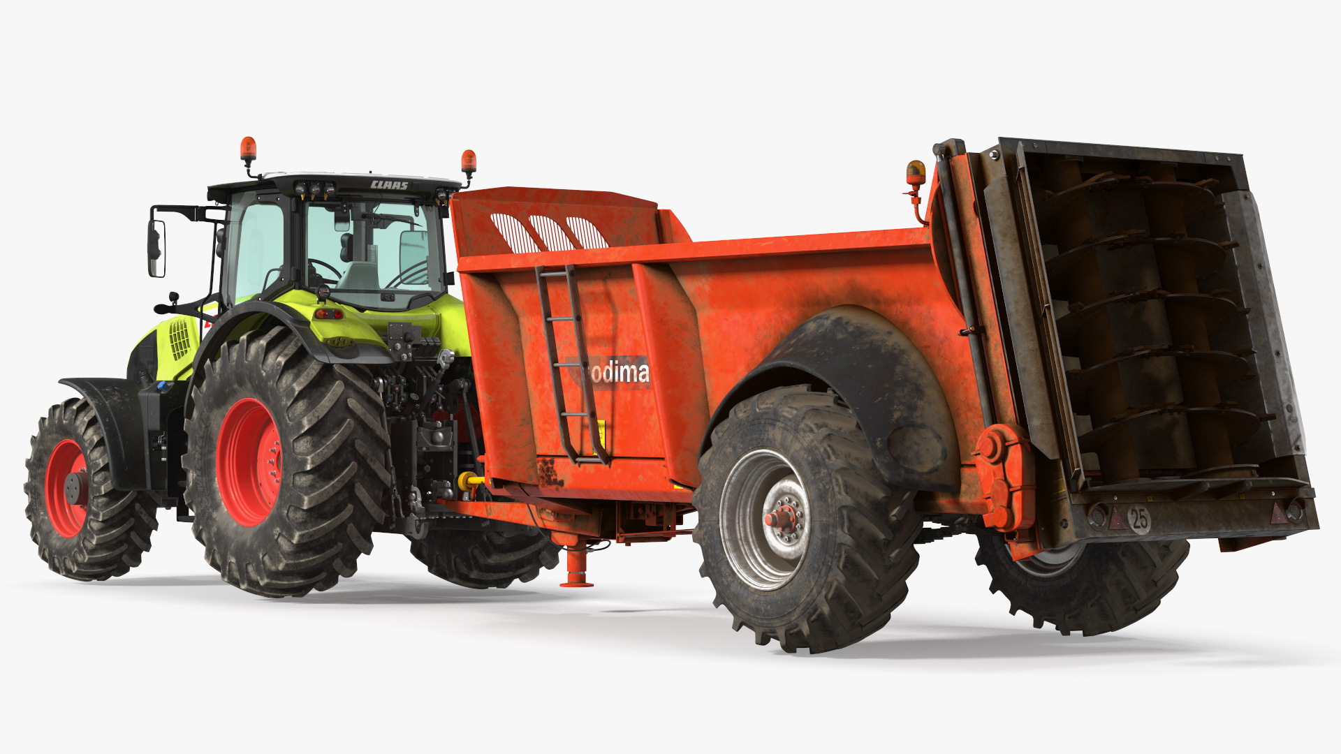 3D Tractor Claas Axion 800 with Sodimac Rafal 3300 Spreader Rigged model