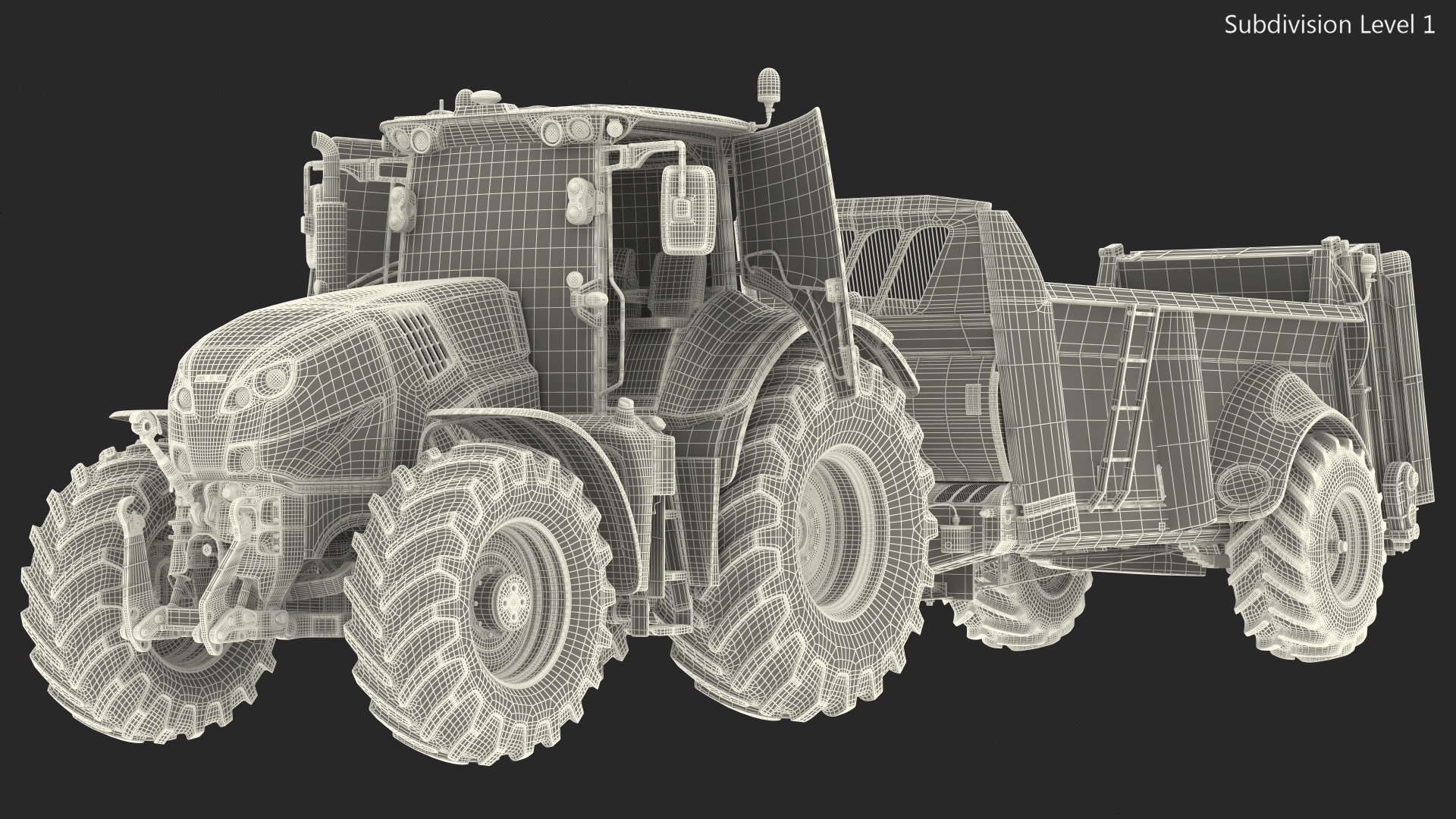3D Tractor Claas Axion 800 with Sodimac Rafal 3300 Spreader Rigged model