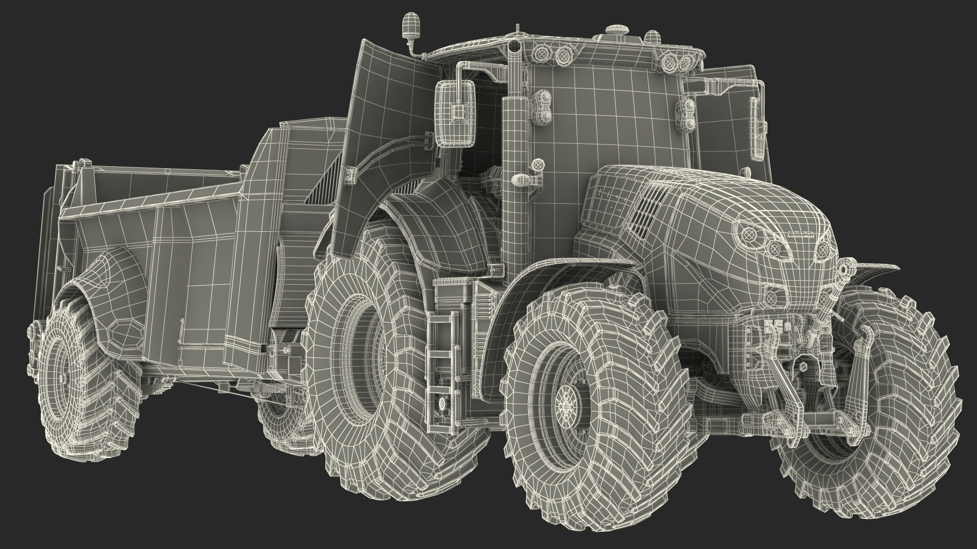 3D Tractor Claas Axion 800 with Sodimac Rafal 3300 Spreader Rigged model