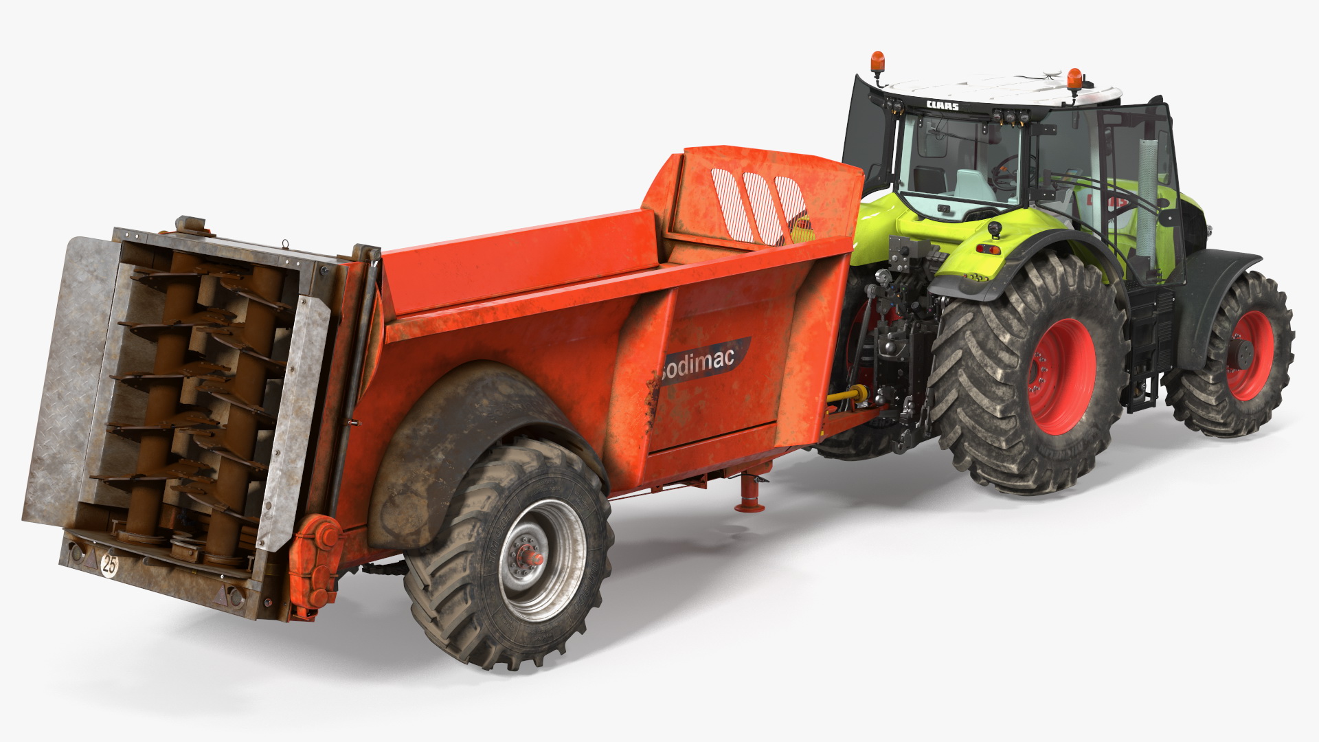 3D Tractor Claas Axion 800 with Sodimac Rafal 3300 Spreader Rigged model