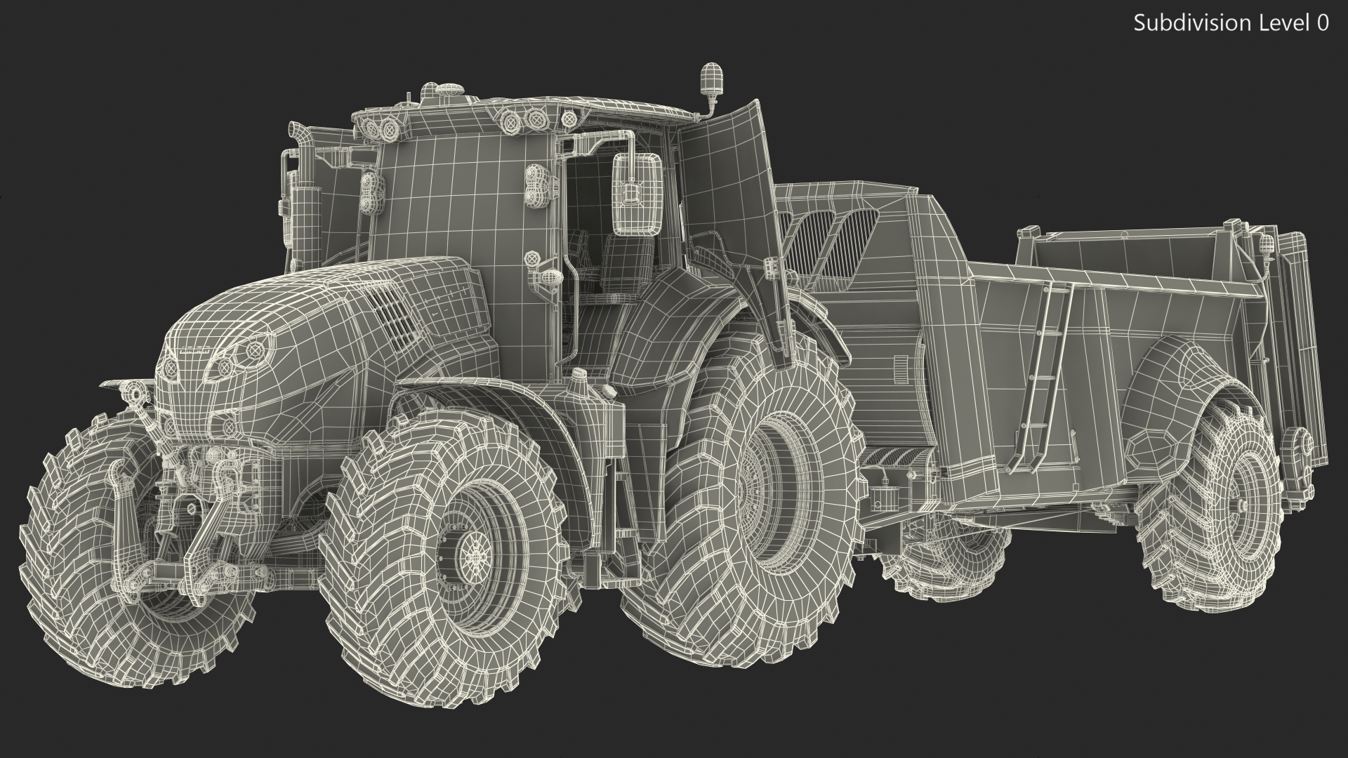 3D Tractor Claas Axion 800 with Sodimac Rafal 3300 Spreader Rigged model
