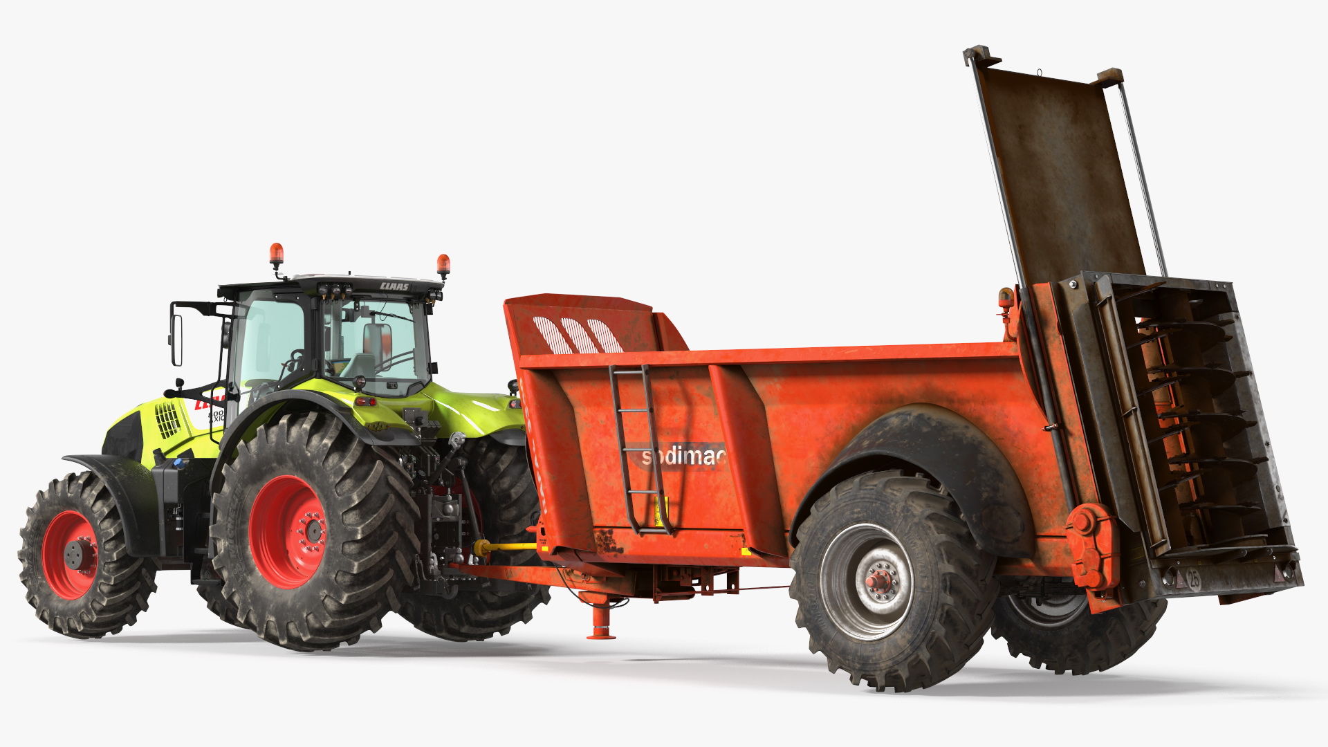 3D Tractor Claas Axion 800 with Sodimac Rafal 3300 Spreader Rigged model
