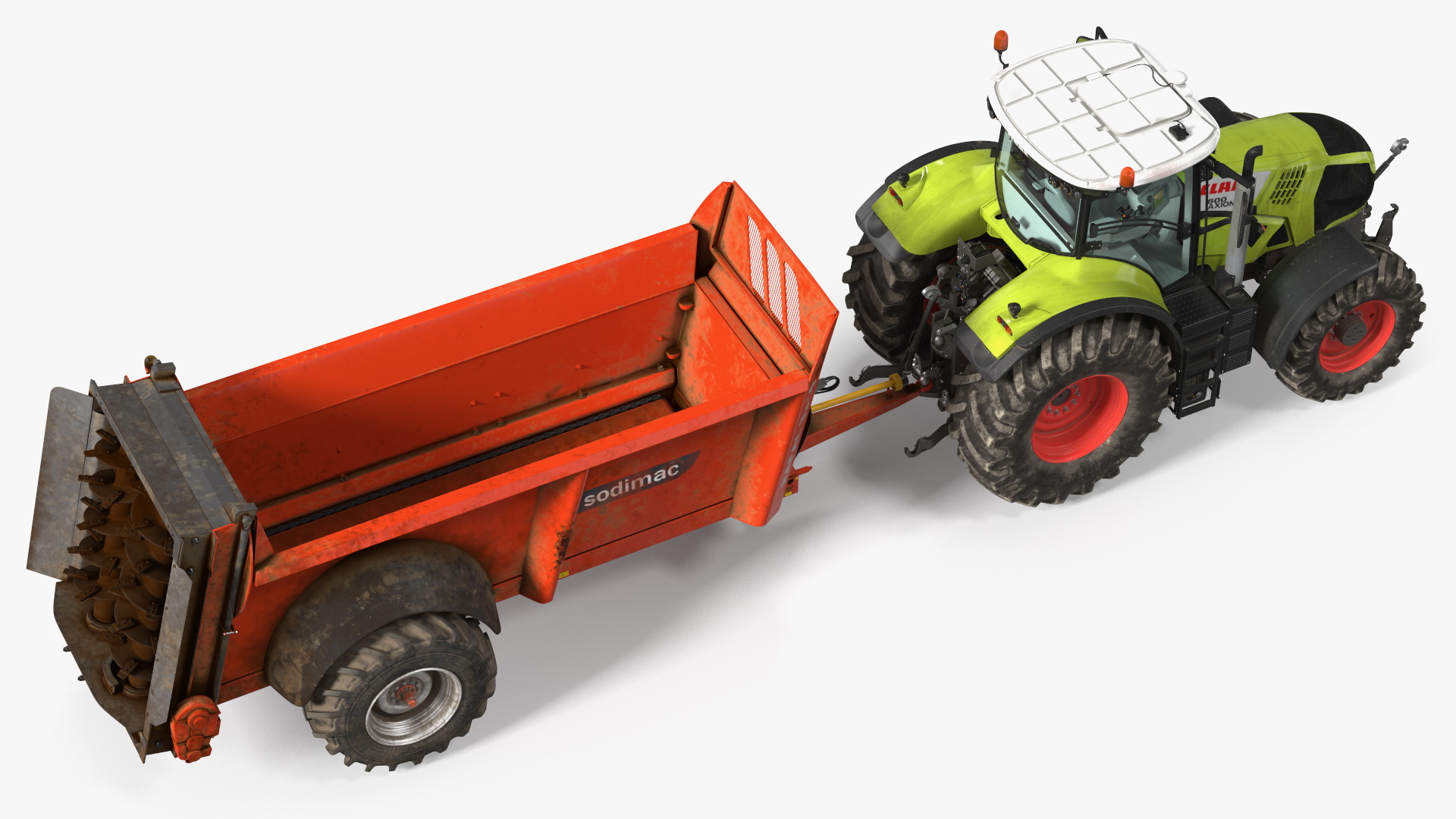 3D Tractor Claas Axion 800 with Sodimac Rafal 3300 Spreader Rigged model