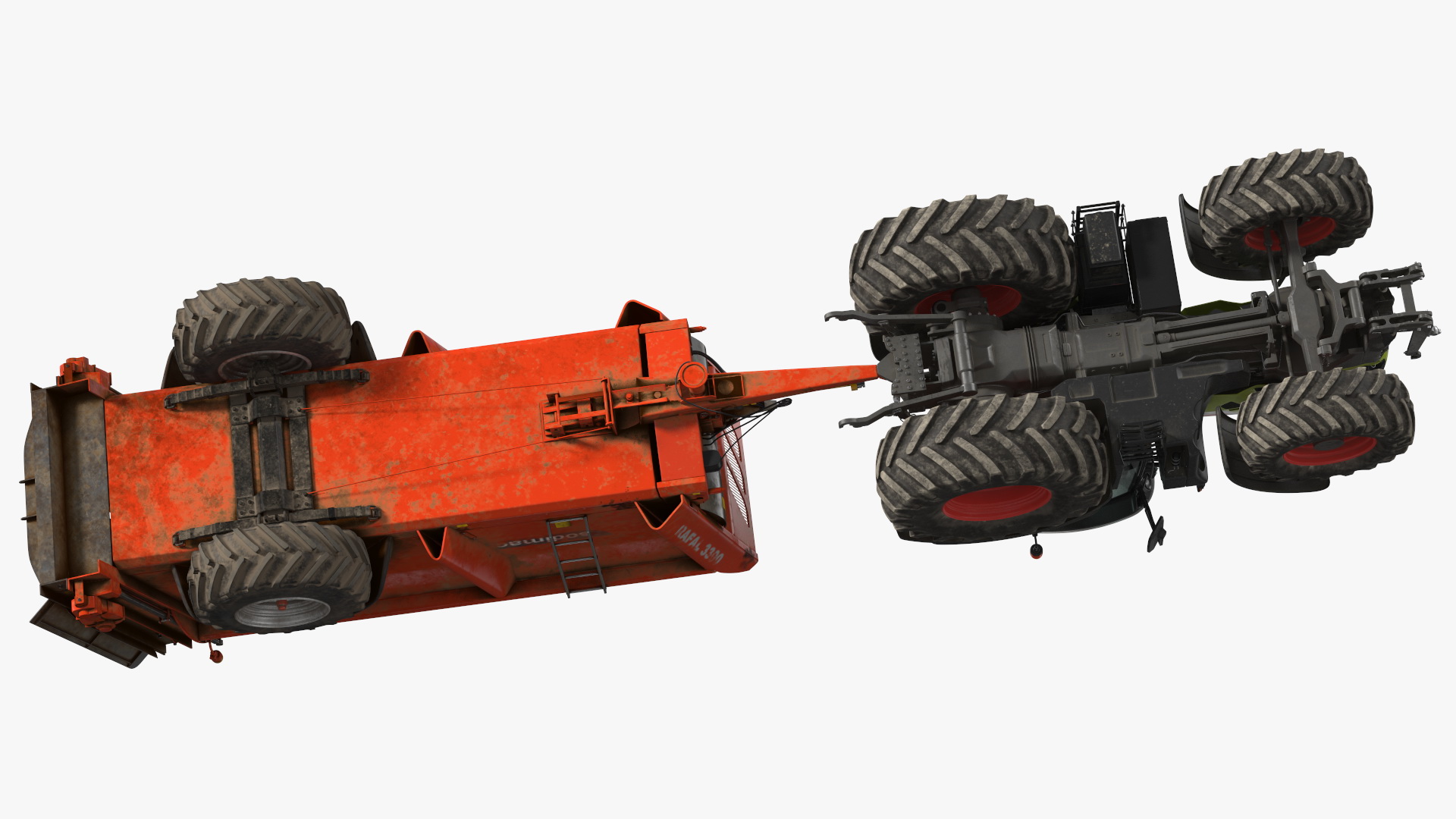 3D Tractor Claas Axion 800 with Sodimac Rafal 3300 Spreader Rigged model