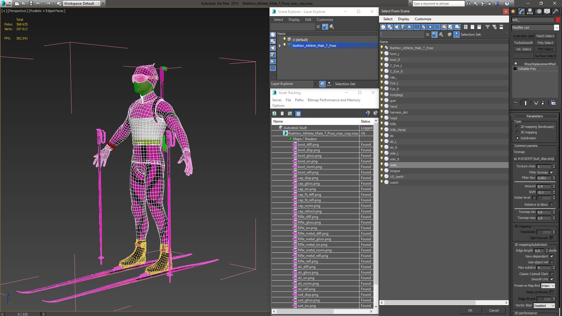 3D Biathlon Athlete Male T Pose model