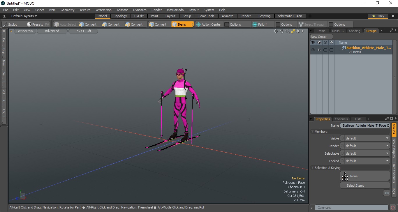 3D Biathlon Athlete Male T Pose model