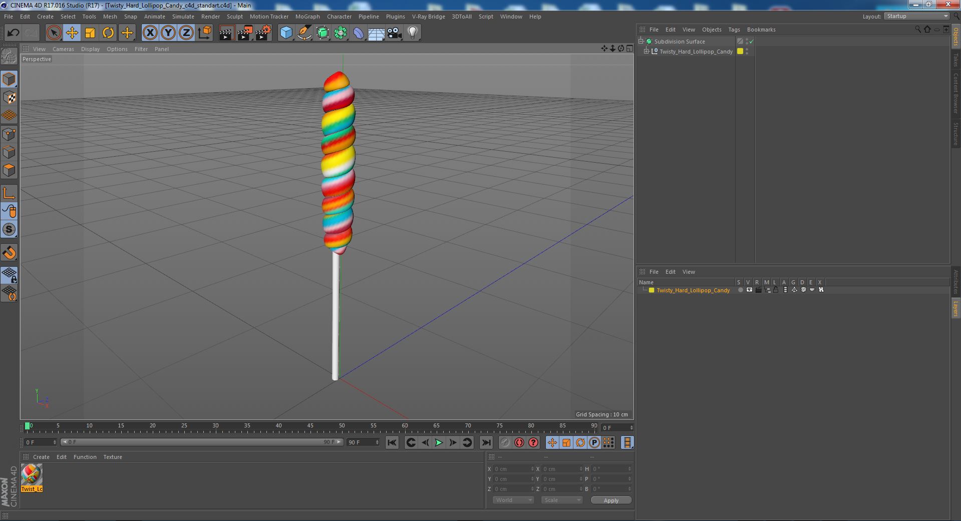 3D Twisty Hard Lollipop Candy