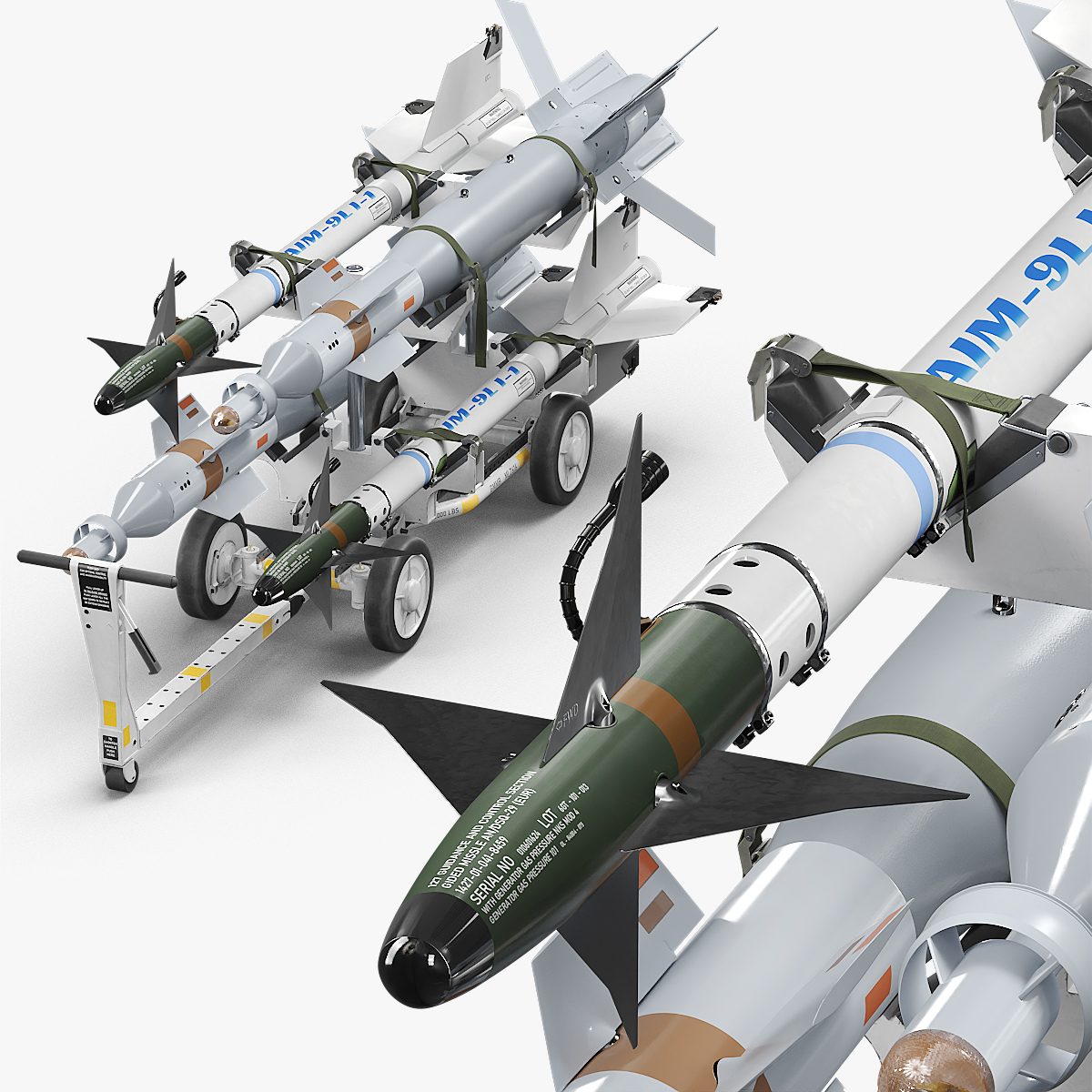 Missile Transport Cart with AIM-9 3D model preview