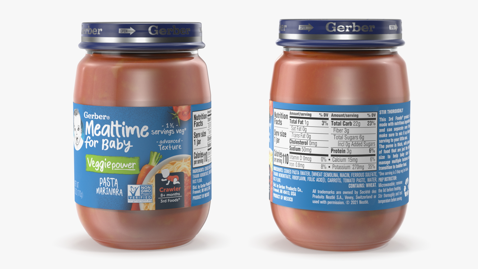 3D model Gerber Mealtime Puree Baby Food Jars Set 170g