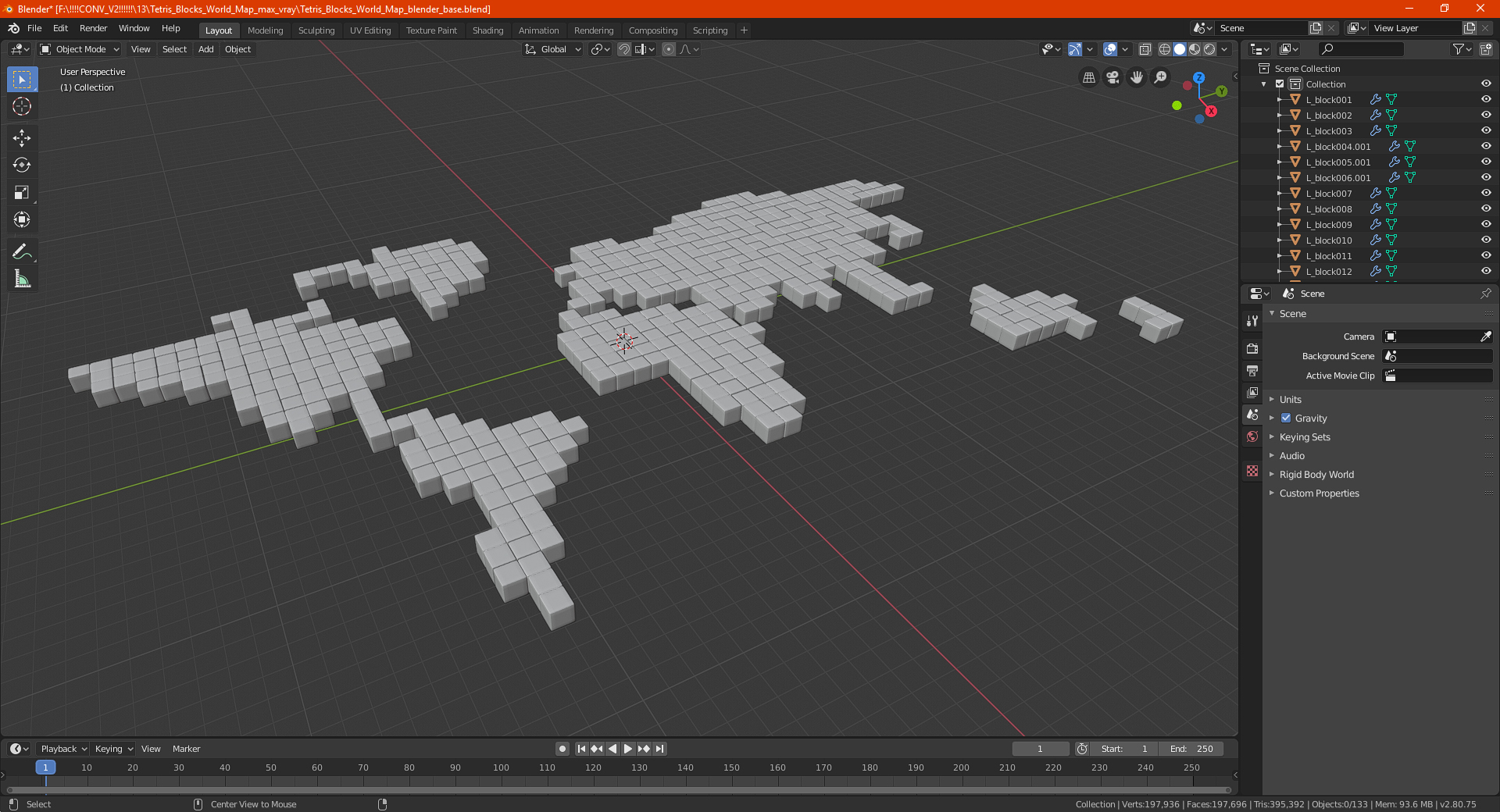 3D Tetris Blocks World Map model