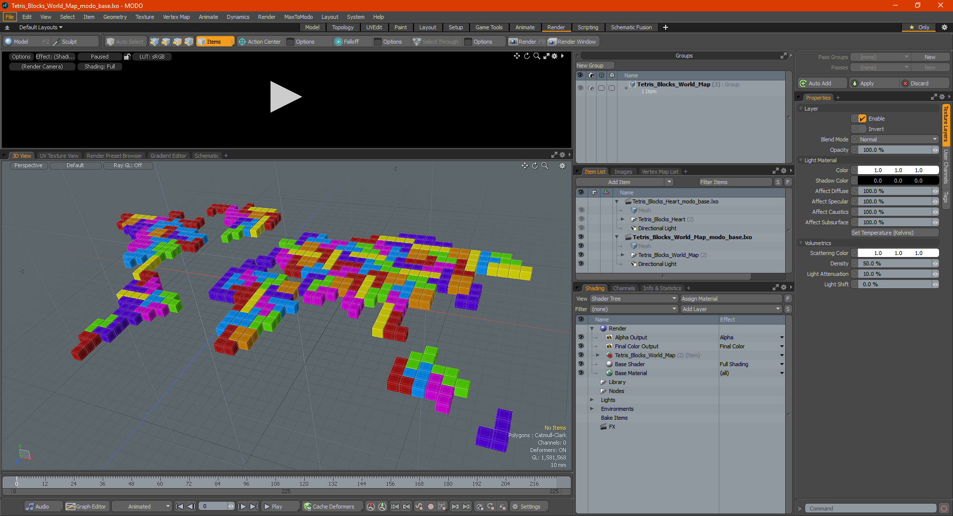 3D Tetris Blocks World Map model