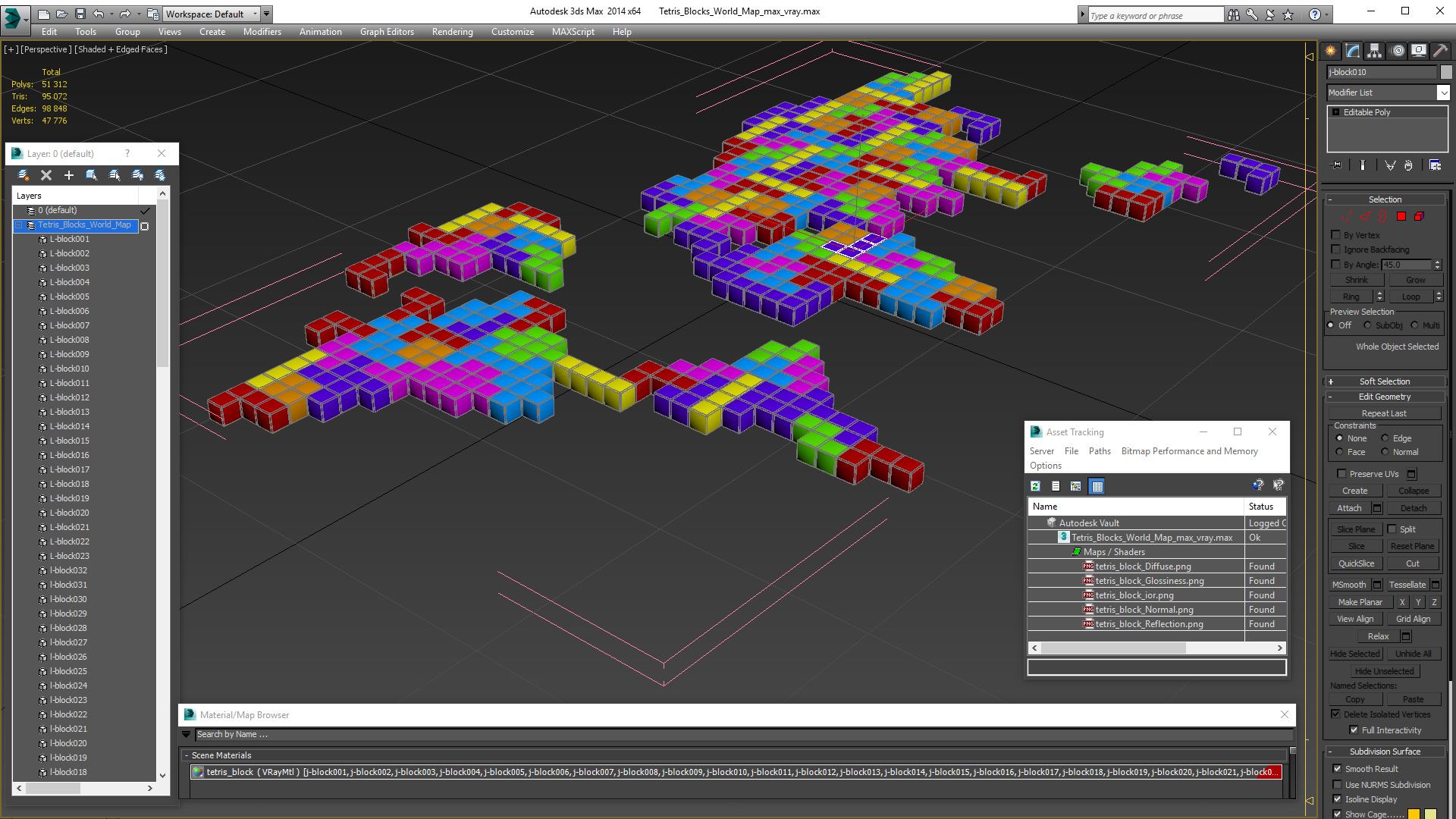 3D Tetris Blocks World Map model
