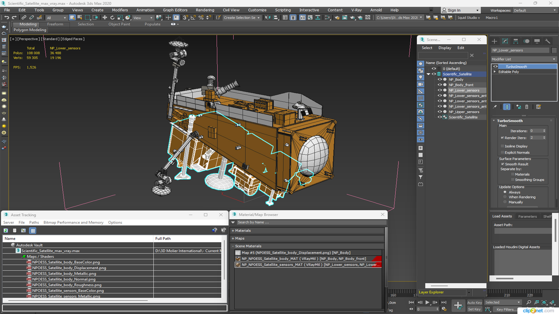 3D model Scientific Satellite