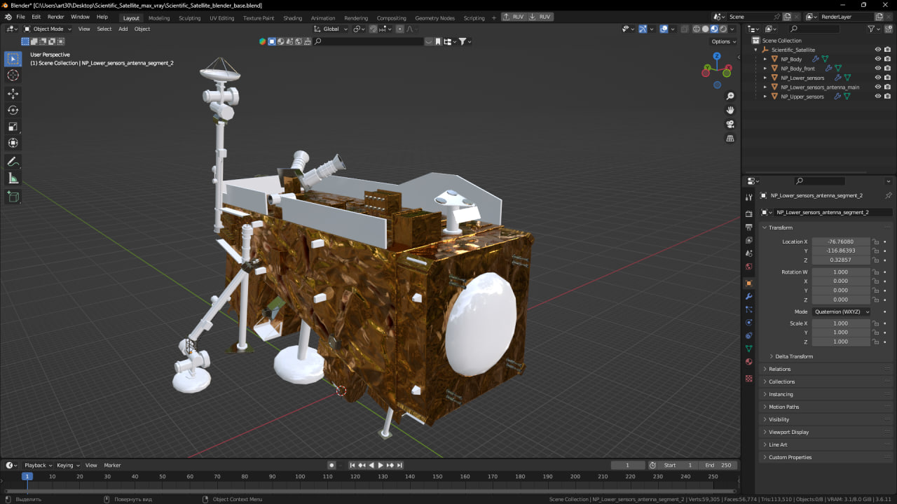 3D model Scientific Satellite