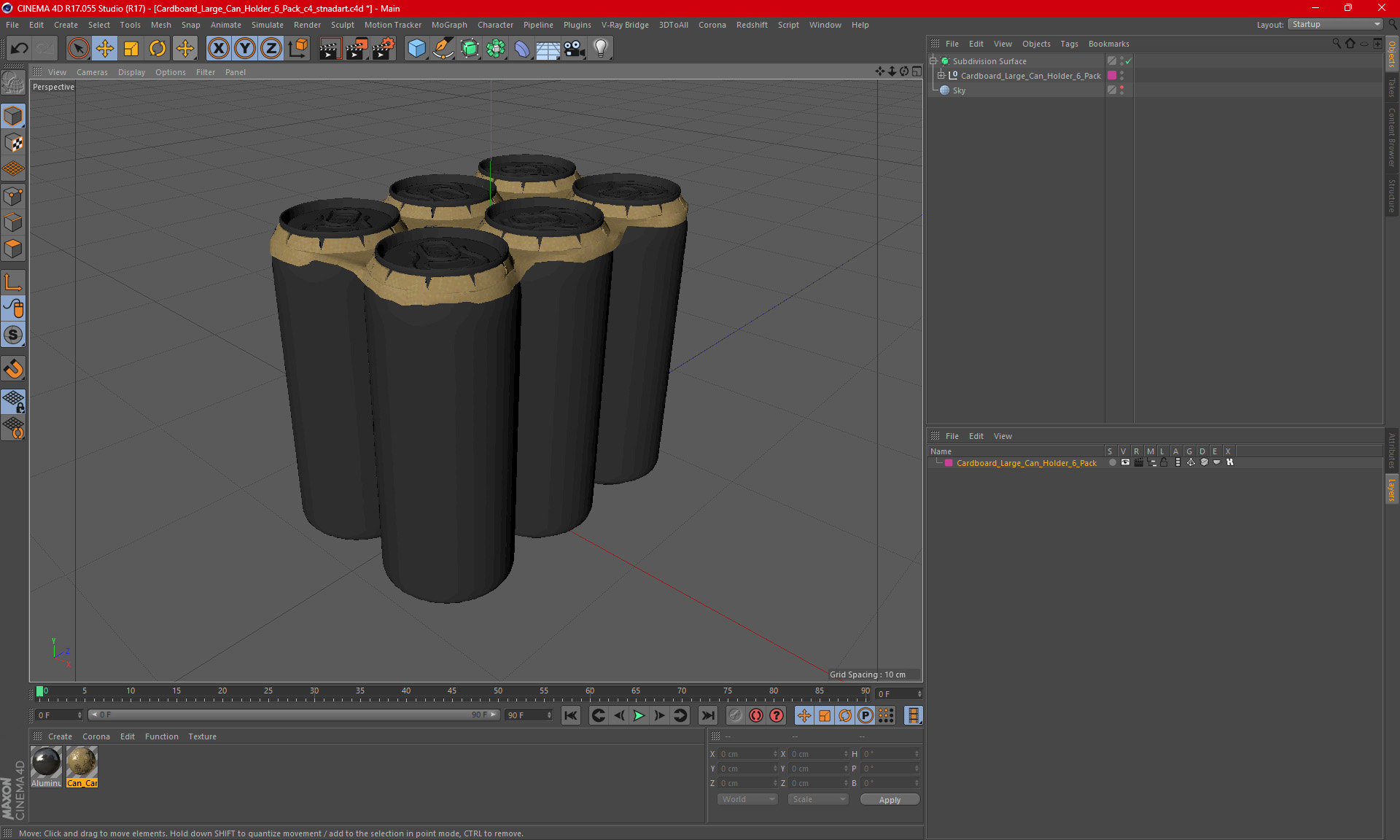 3D Cardboard Large Can Holder 6 Pack model