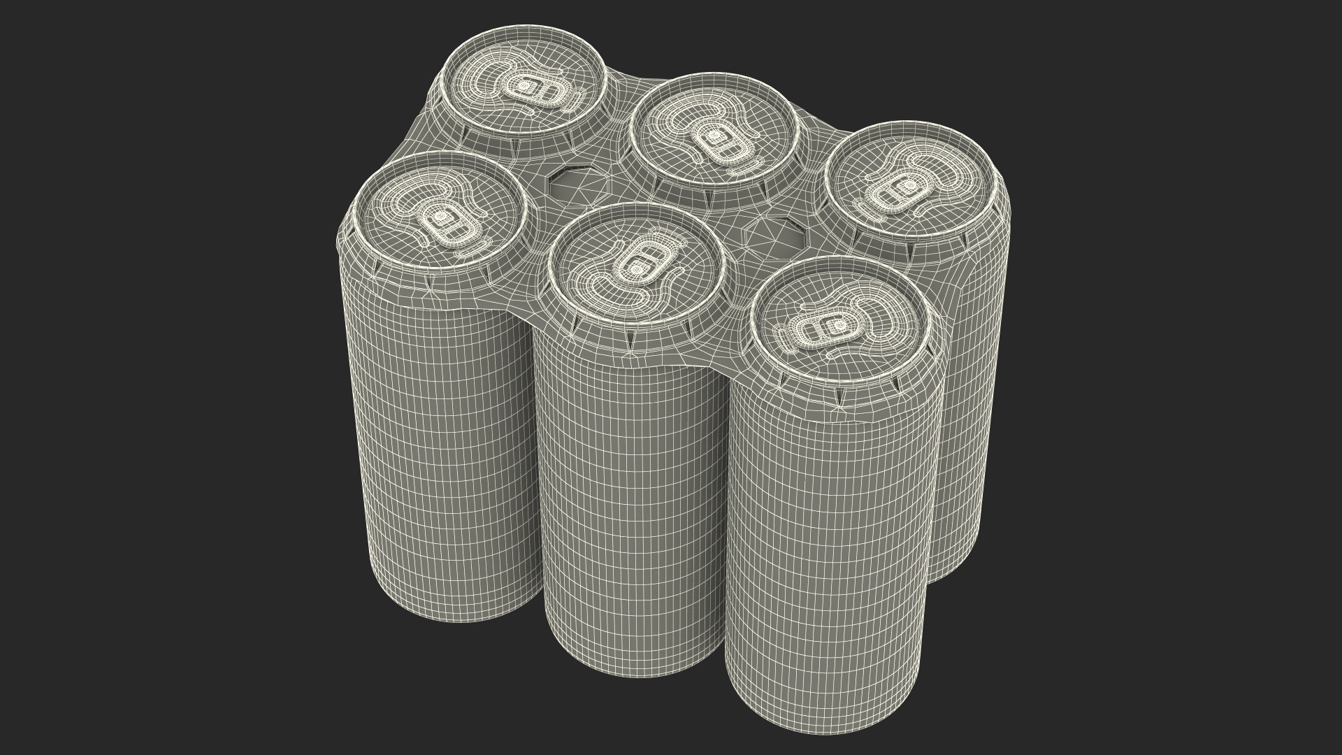 3D Cardboard Large Can Holder 6 Pack model
