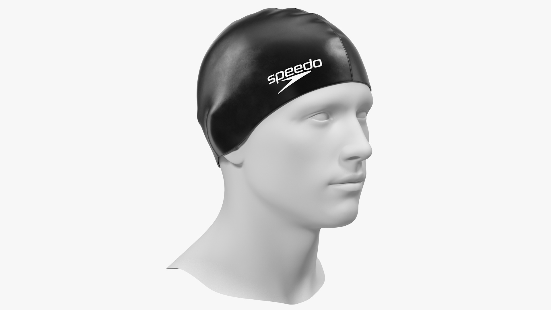 Speedo Black Silicone Swimming Cap on Mannequin 3D