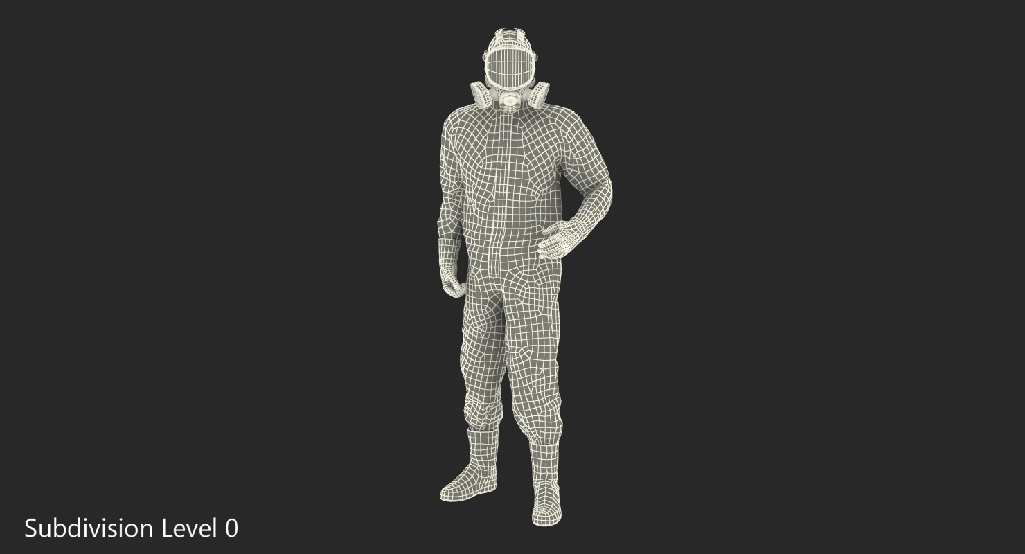 3D Hazmat Removal Worker Rigged model
