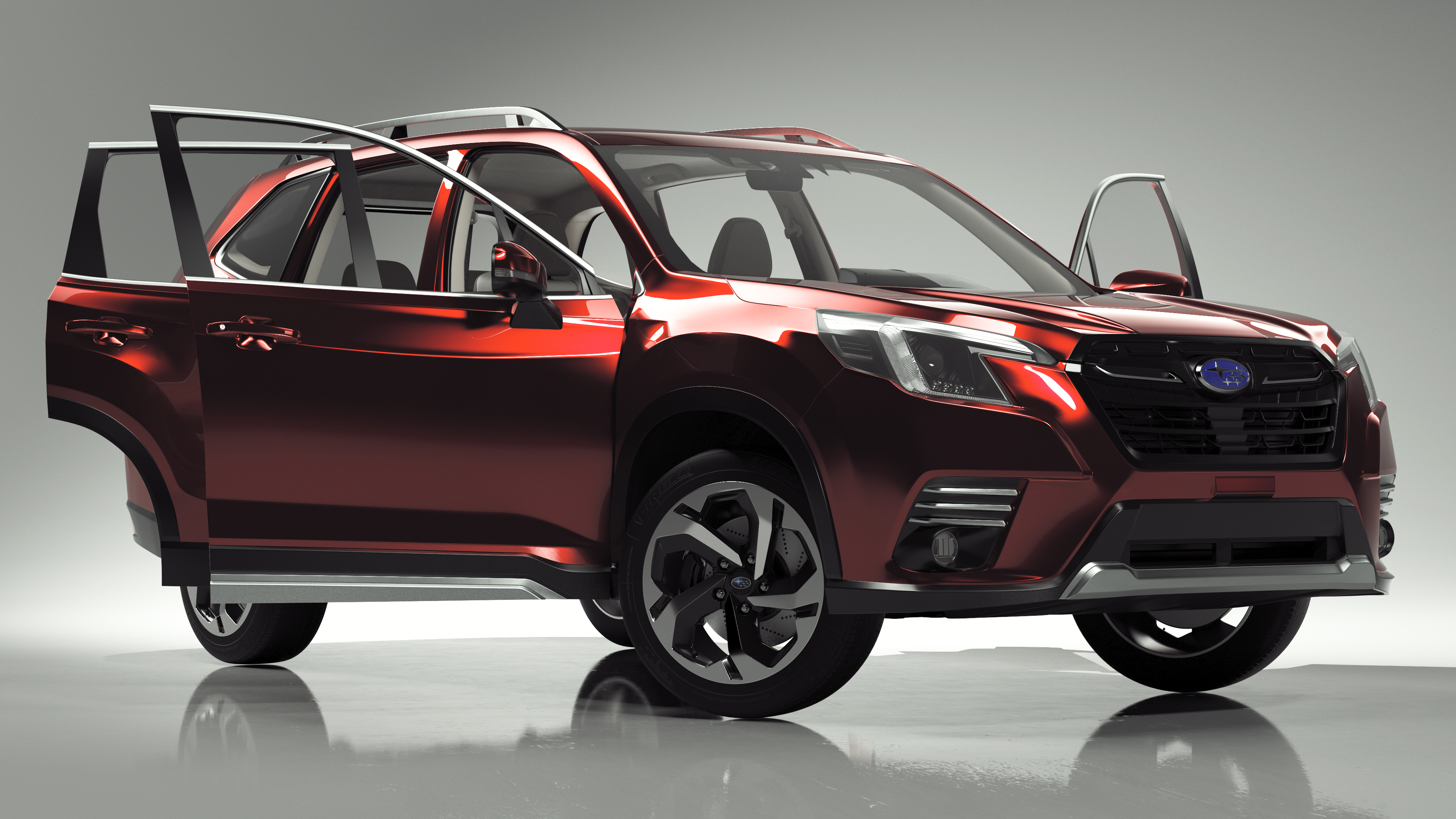 3D model Subaru Forester 2022 Red Rigged for Cinema 4D