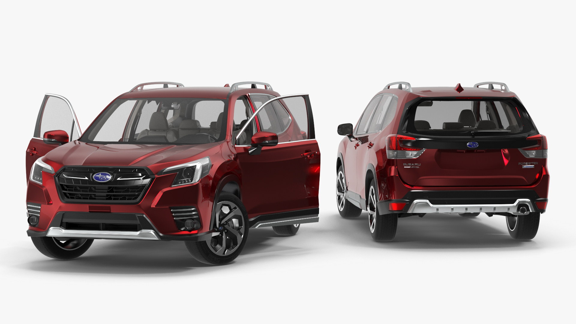 3D model Subaru Forester 2022 Red Rigged for Cinema 4D