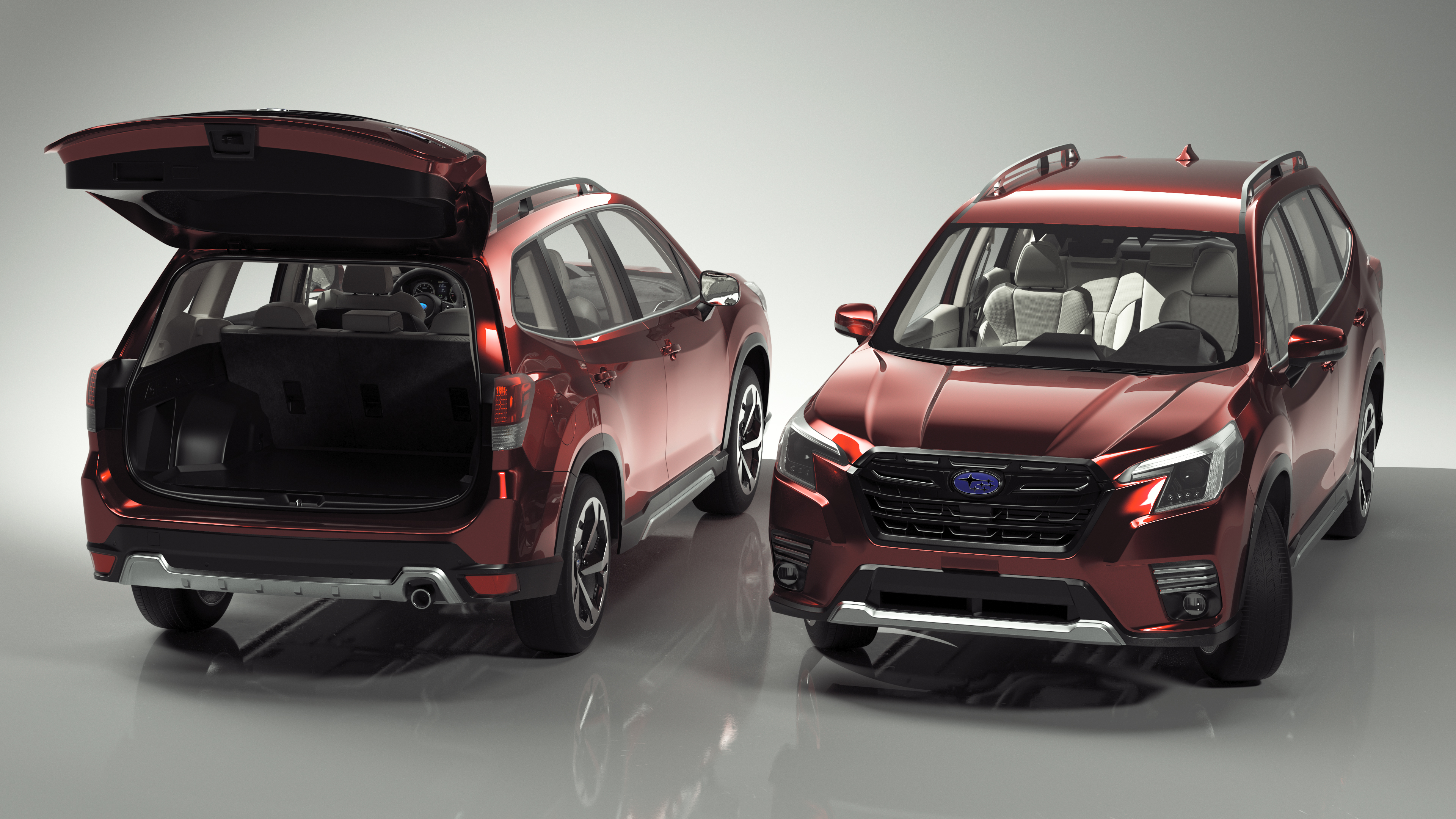 3D model Subaru Forester 2022 Red Rigged for Cinema 4D