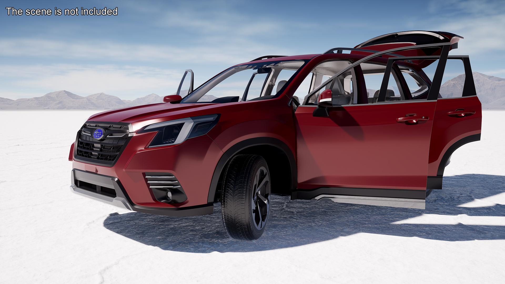 3D model Subaru Forester 2022 Red Rigged for Cinema 4D
