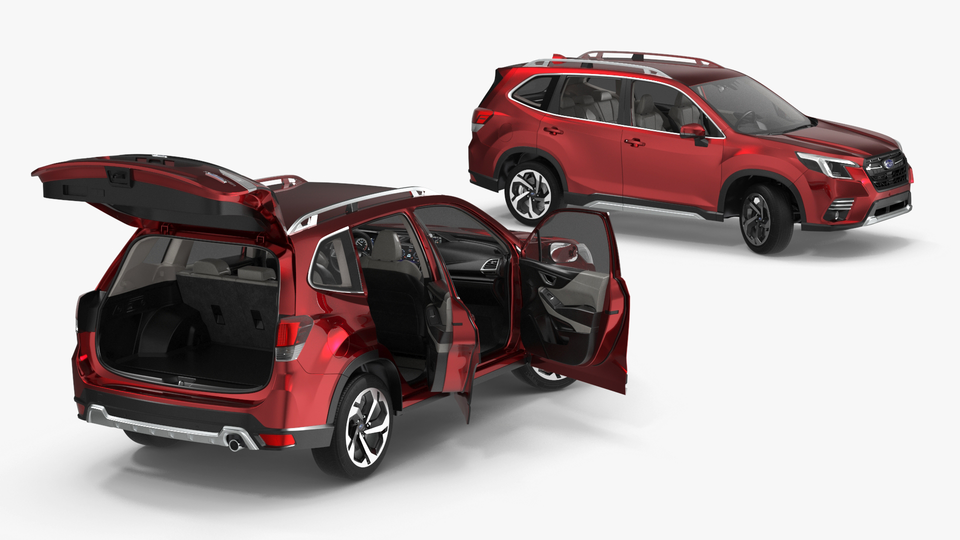 3D model Subaru Forester 2022 Red Rigged for Cinema 4D