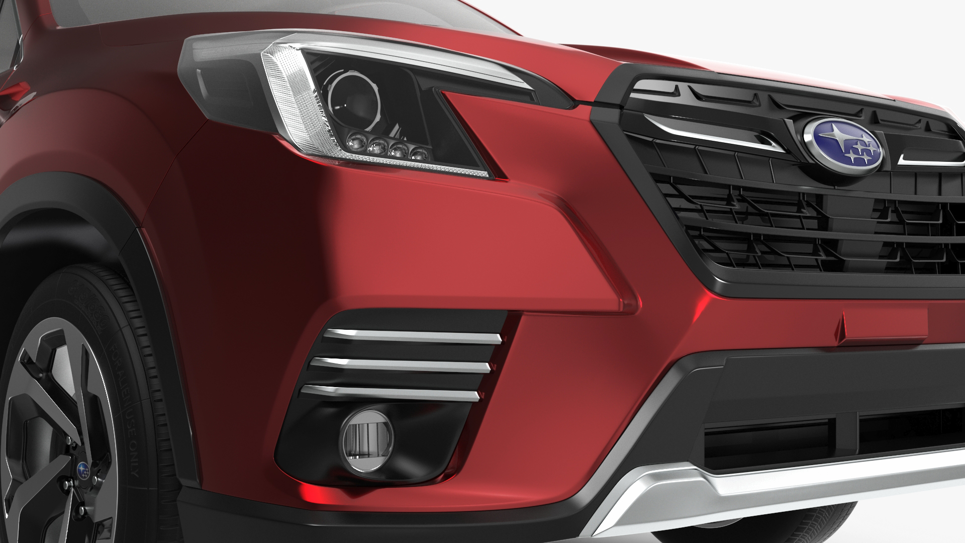 3D model Subaru Forester 2022 Red Rigged for Cinema 4D