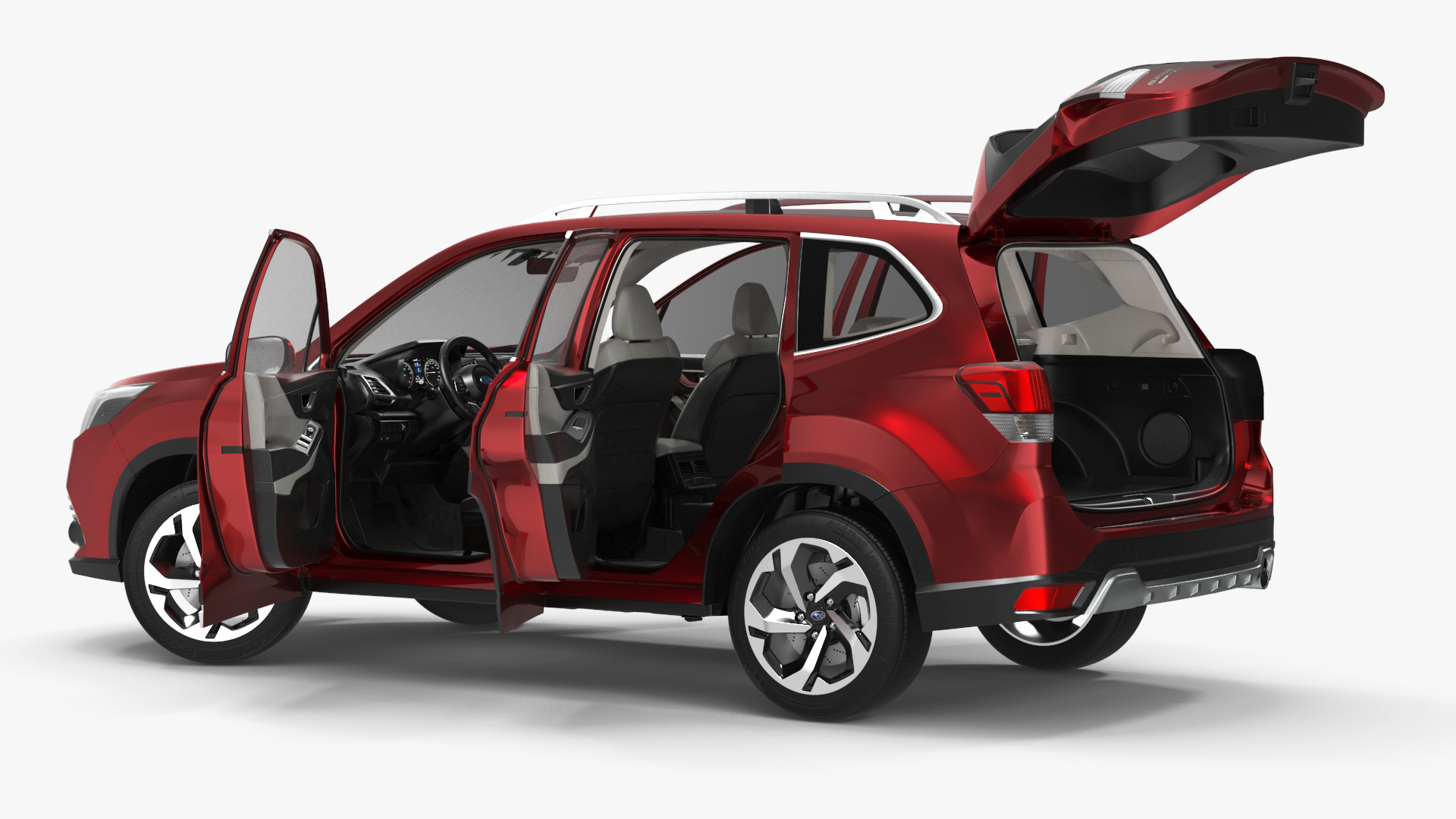 3D model Subaru Forester 2022 Red Rigged for Cinema 4D
