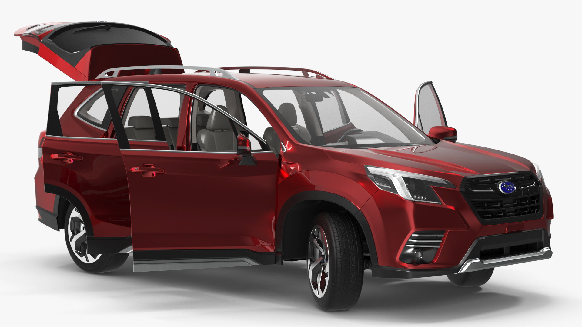 3D model Subaru Forester 2022 Red Rigged for Cinema 4D