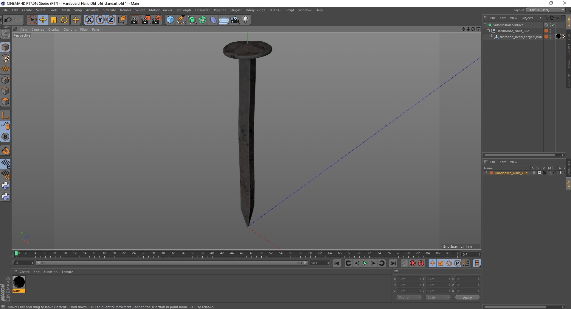 Hardboard Nails Old 3D model