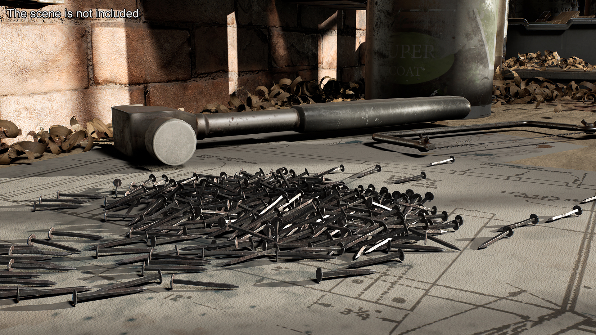 Hardboard Nails Old 3D model