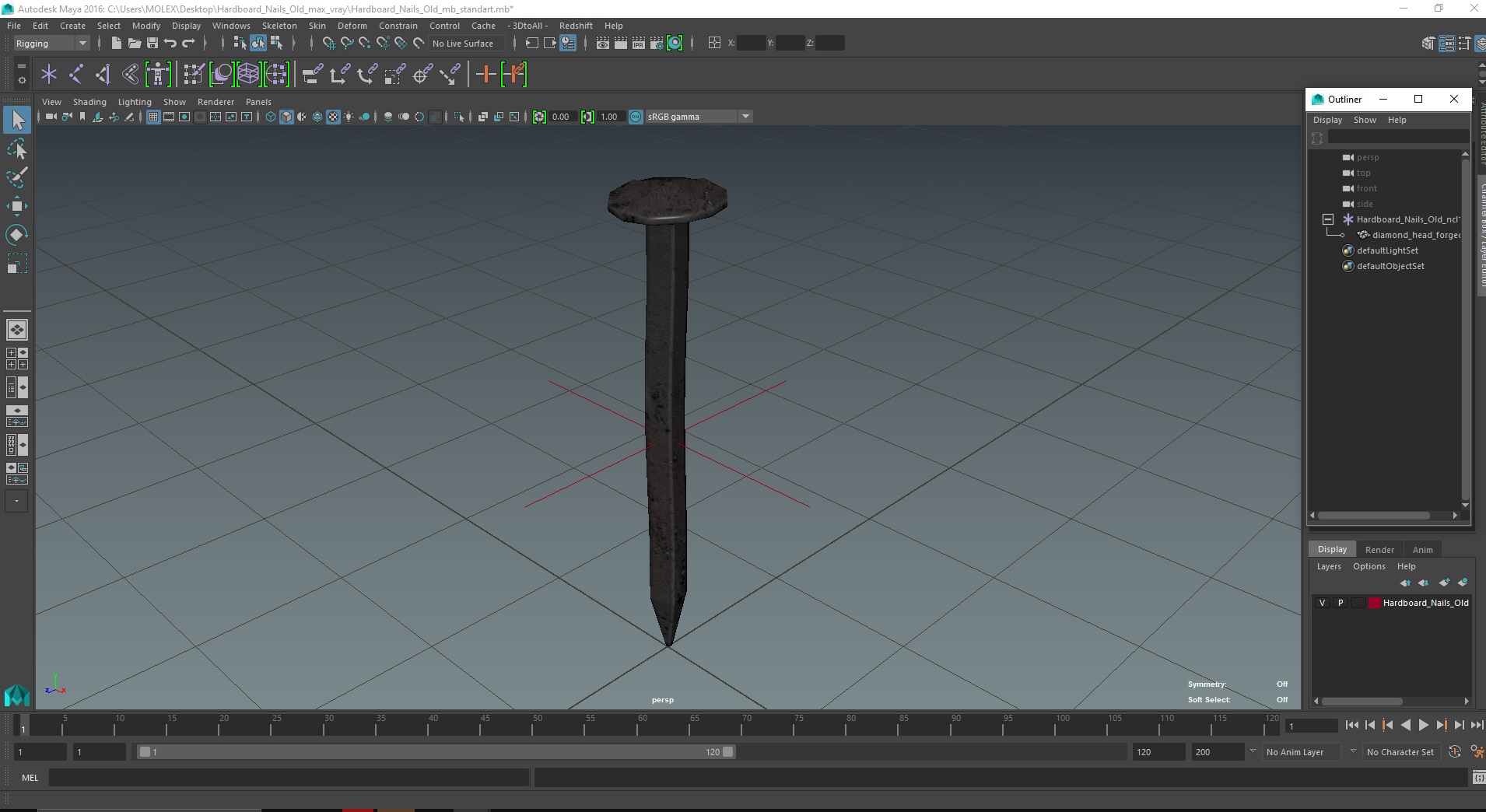 Hardboard Nails Old 3D model