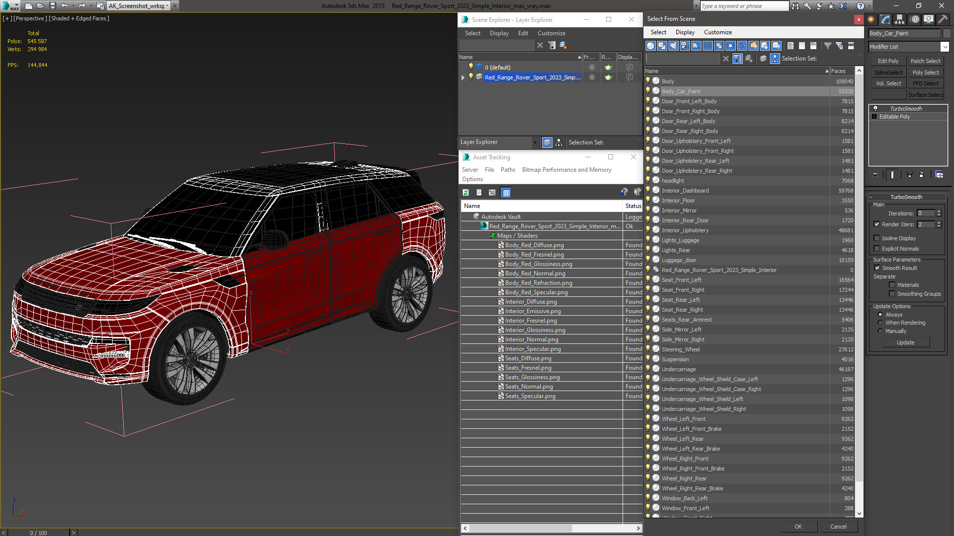 Red Range Rover Sport 2023 Simple Interior 3D