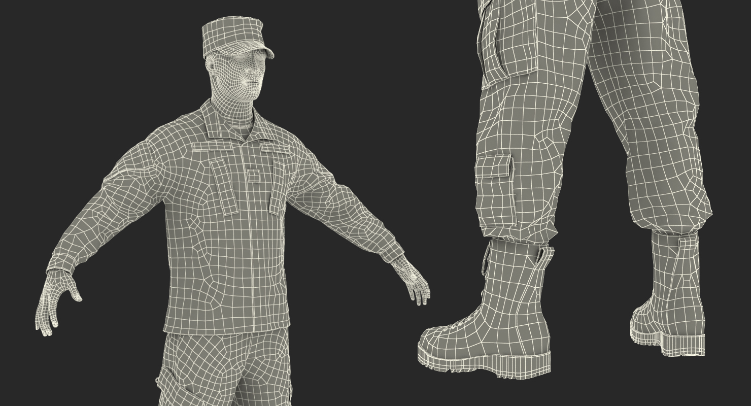 3D US Army Soldier Camofluage Rigged model
