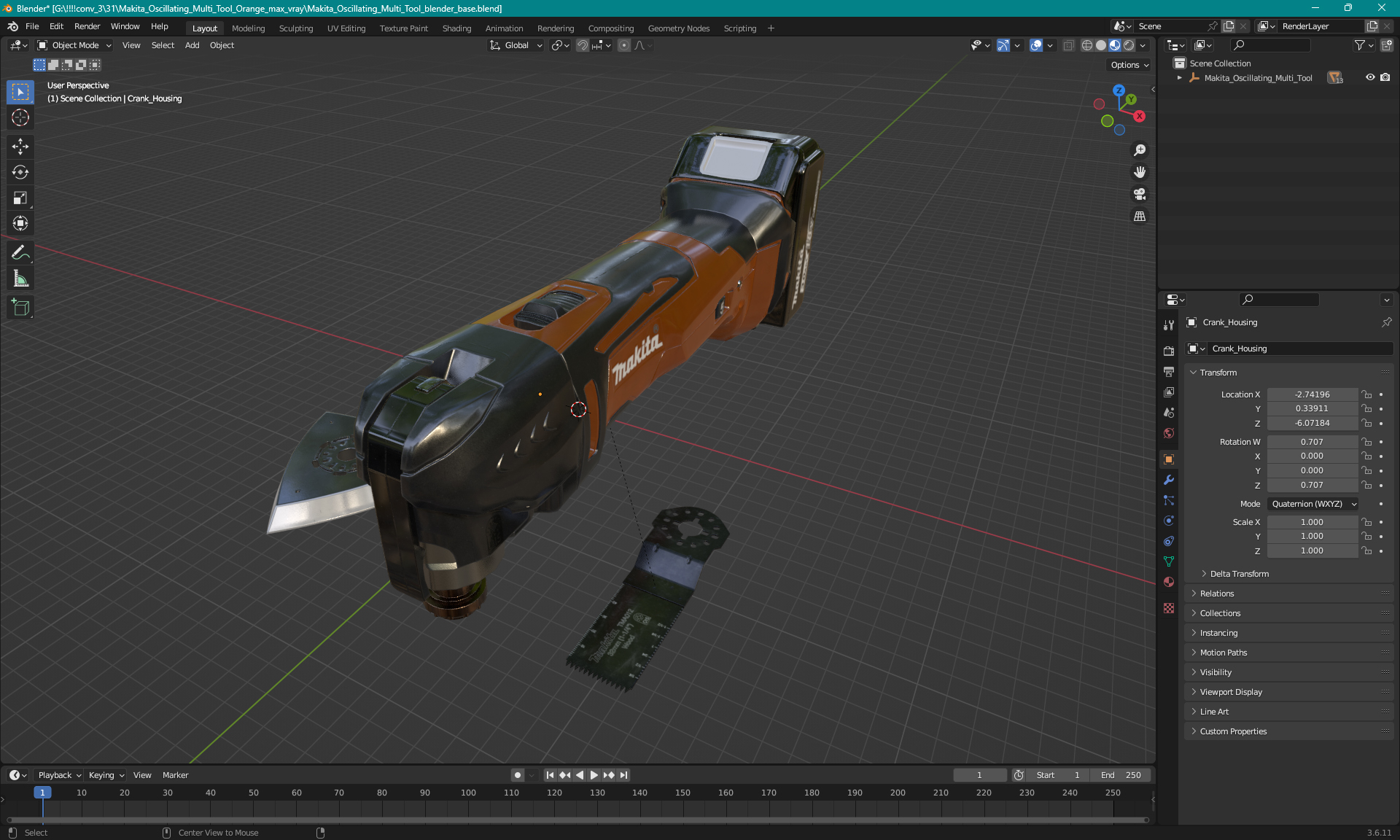 3D Makita Oscillating Multi Tool Orange