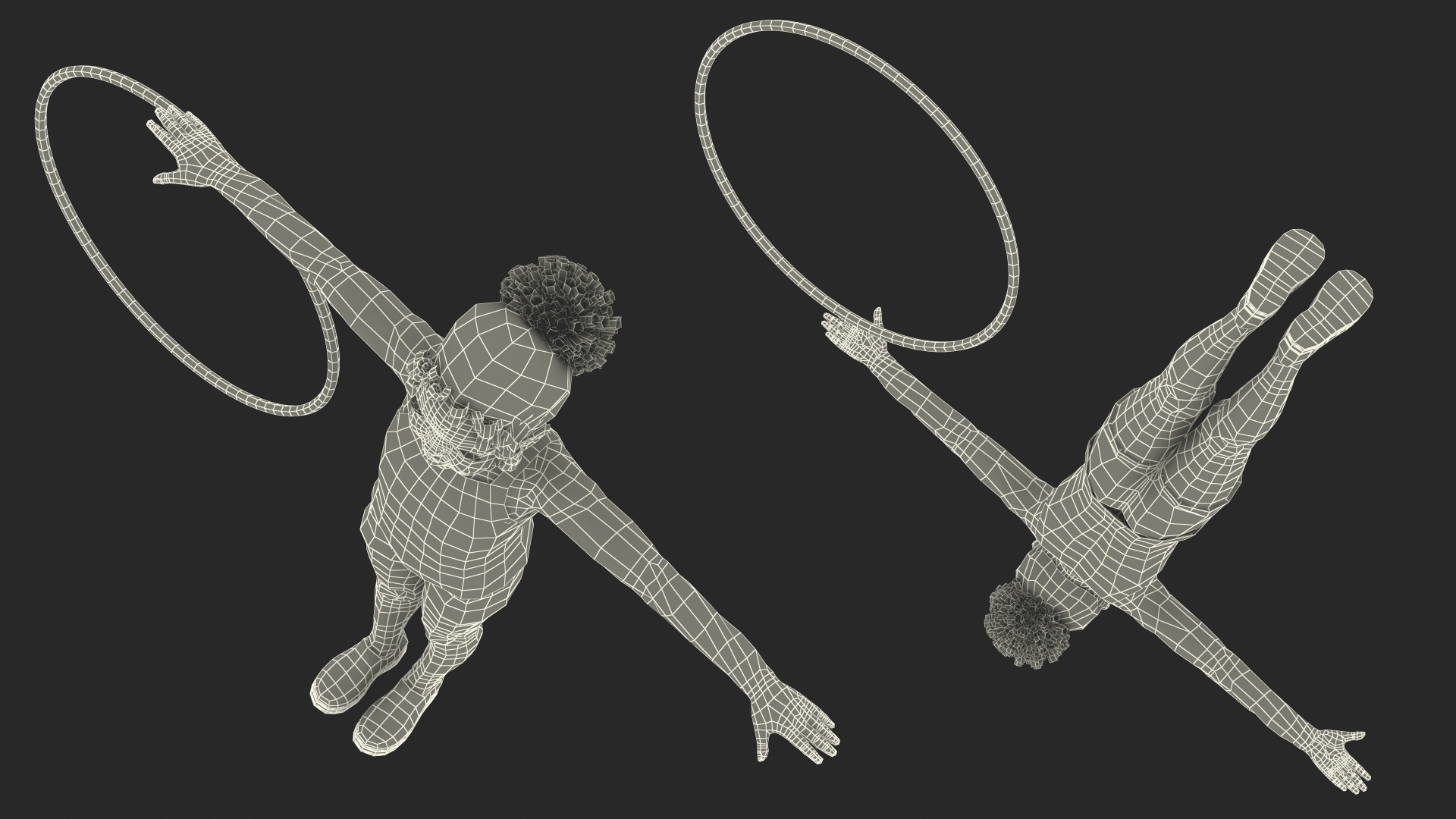 3D Black Child Girl With Hoop T-pose model